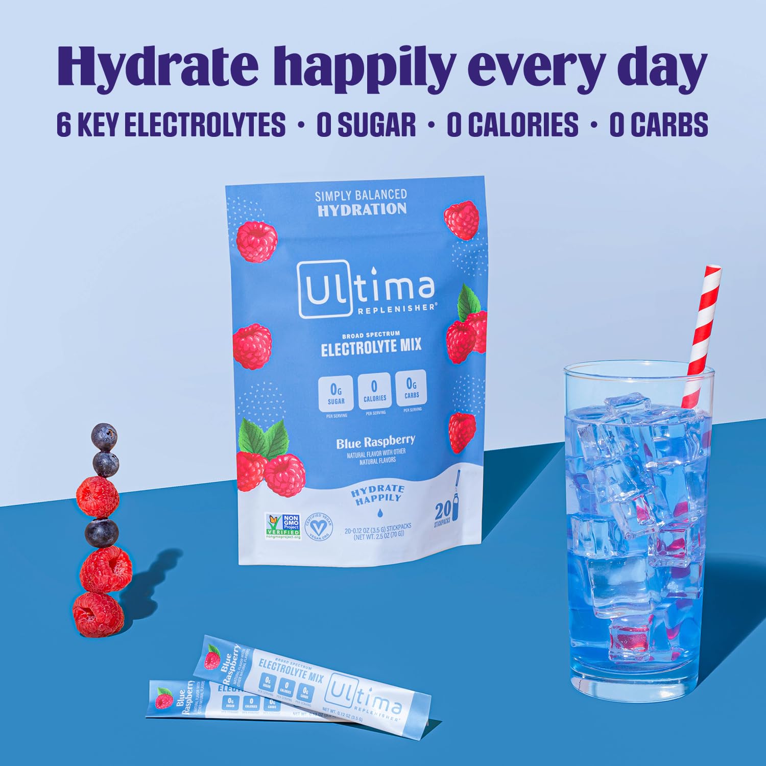 Ultima Replenisher Daily Electrolyte Drink Mix – Blue Raspberry, 20 Stickpacks – Hydration Ultima Replenisher uk supplements