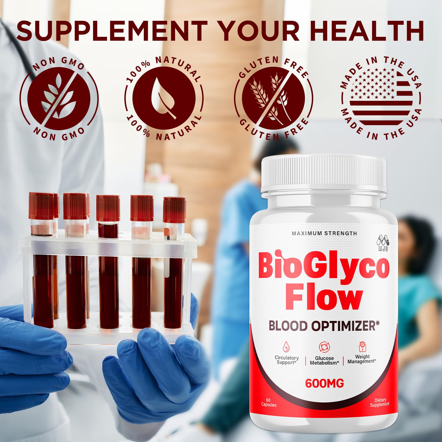 (3 Pack) BioGlyco Flow Blood Optimizer Capsules, Official BioGlyco Flow Pills with All Natural Ingredients, Advanced Health and Wellness Supplement with Maximum Strength Multivitamins (180 Capsules) MJO uk supplements