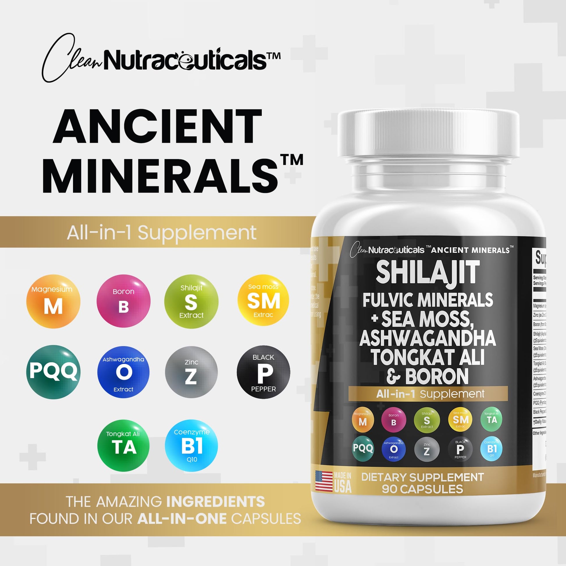 Pure Shilajit Supplement 10,000mg Himalayan w Sea Moss 6000mg Clean Nutraceuticals uk supplements