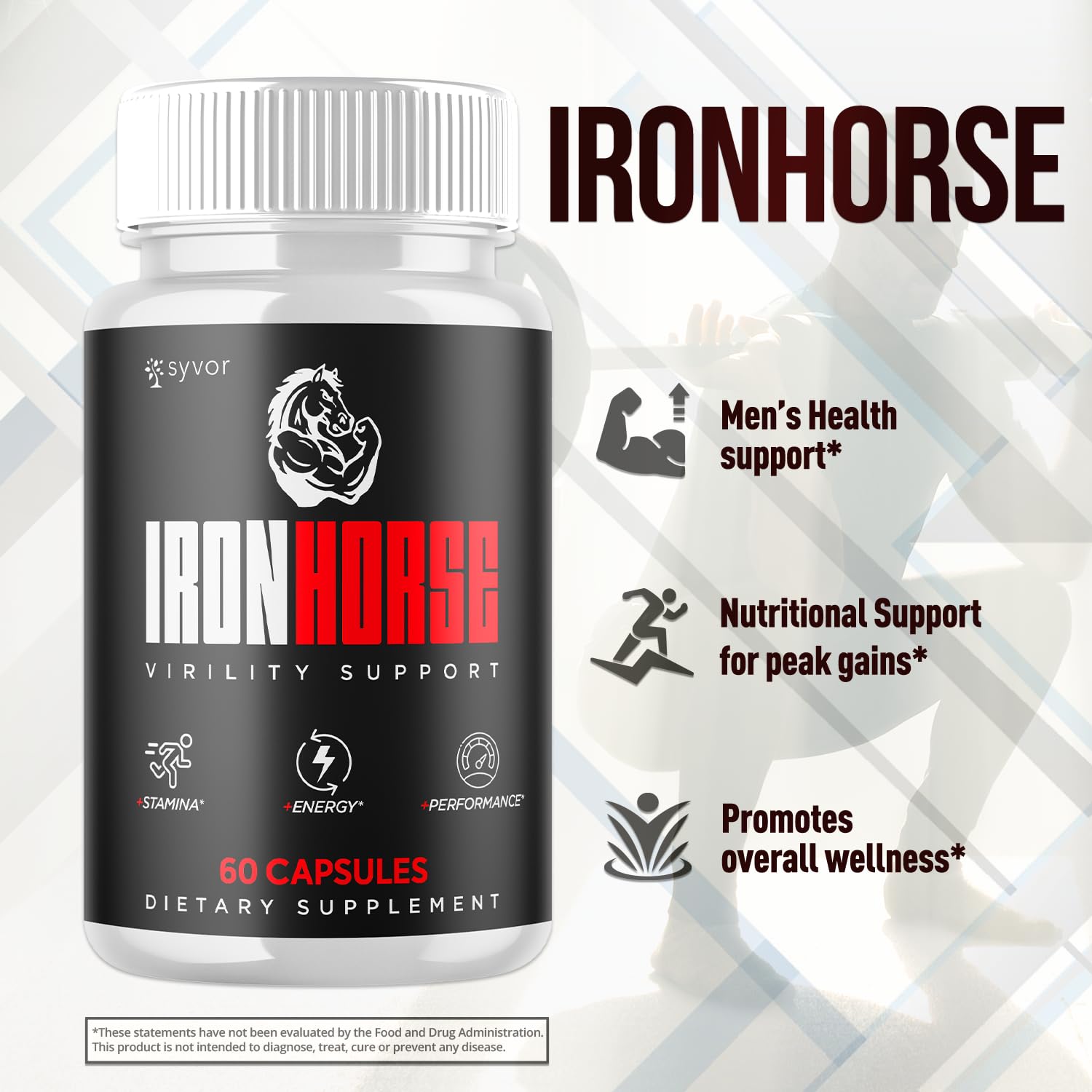 Iron Horse Supplement Pills, Official Iron Horse Pills for Men with All Natural Ingredients, Advanced IronHorse Capsules Designed to Support Health and Wellness with Premium Vitamins (60 Capsules) Syvor uk supplements