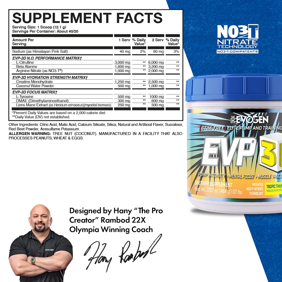 Evogen EVP-3D | Extreme Pre-Workout Pump Ignitor, Arginine Nitrate, Citrulline, Beta Evogen uk supplements