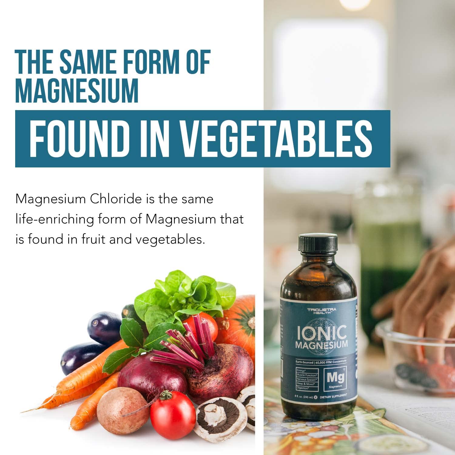 Liquid Magnesium | 8 oz - Ionic Magnesium Chloride, Highest & Fastest Absorption - Calm Mood, Sleep, Muscle Cramps & Spasms, Natural Laxative – Vegan, Glass Bottle (96 Servings) Triquetra Health uk supplements