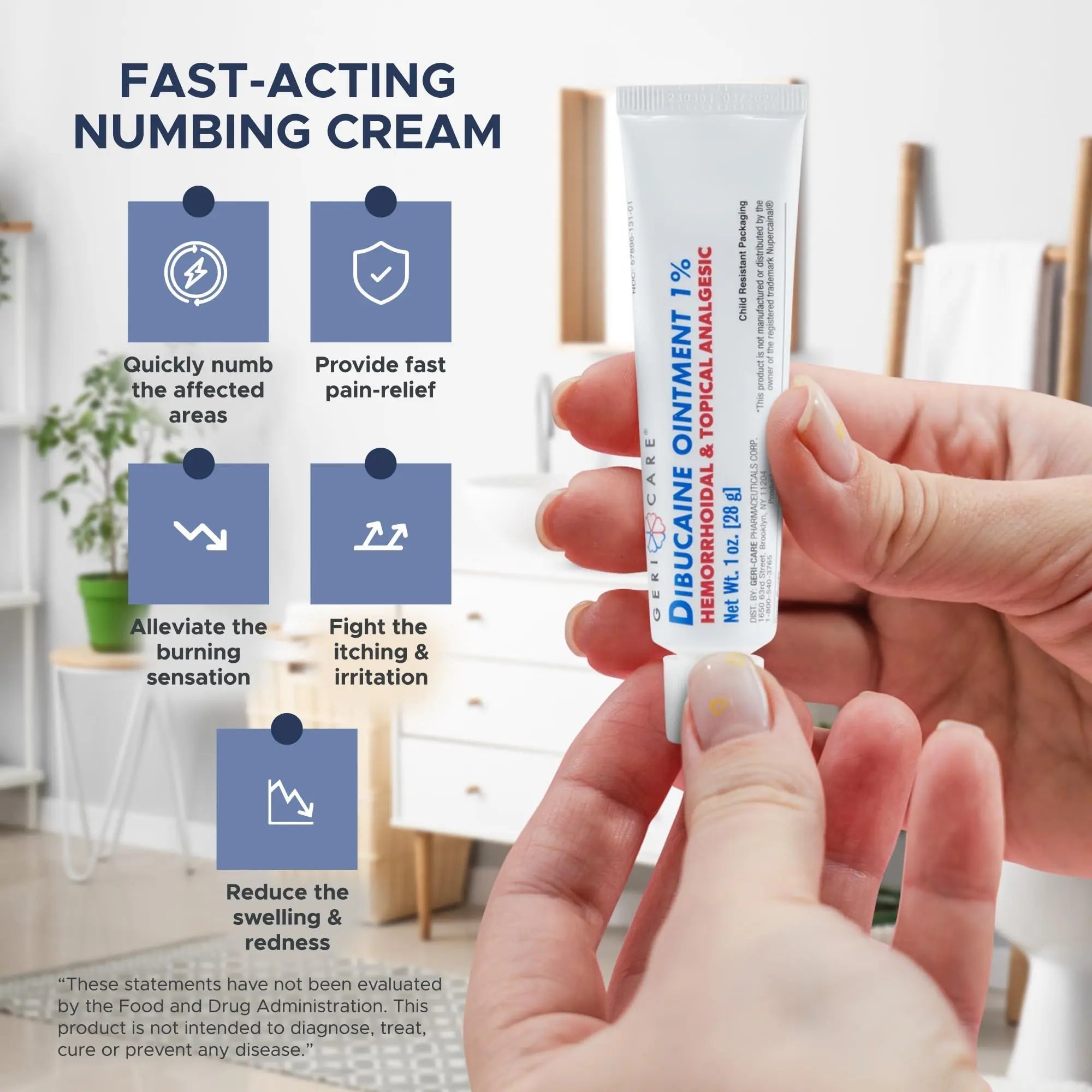 GeriCare Dibucaine Hemorroid Ointment 1% Pain-Relief Hemorrhoid Cream |Hemorroidal & Topical Analgesic| Quick Relief from Burning & Itching | Fast-Acting External Hemorrhoid Treatment 1oz (2 Pack) GeriCare uk supplements