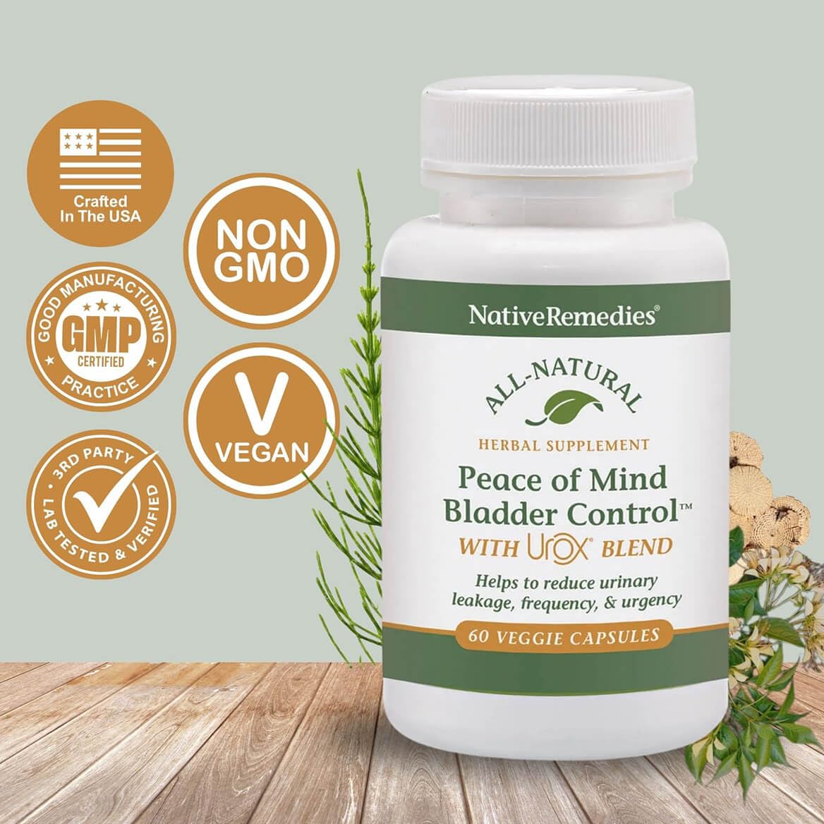 Native Remedies Bladder Control Supplements - Peace of Mind with Urox - Bladder Support for Women & Men, for Overactive Bladders Health - Reduce Nighttime Urination - Non-GMO Vegan Capsules (60 Count) Native Remedies uk supplements