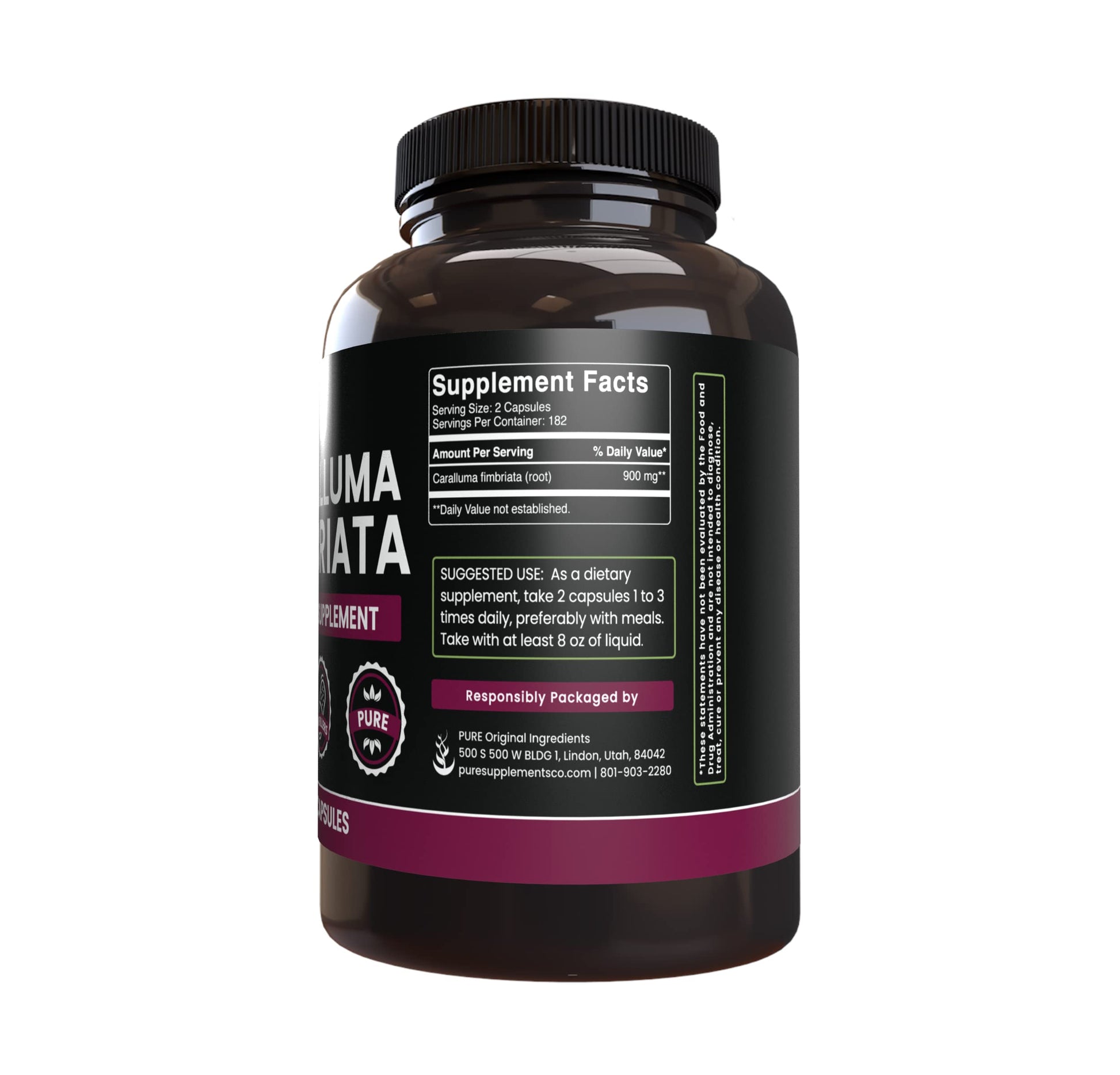 PURE ORIGINAL INGREDIENTS Caralluma Fimbriata (365 Capsules) No Magnesium Or Rice PURE ORIGINAL INGREDIENTS uk supplements