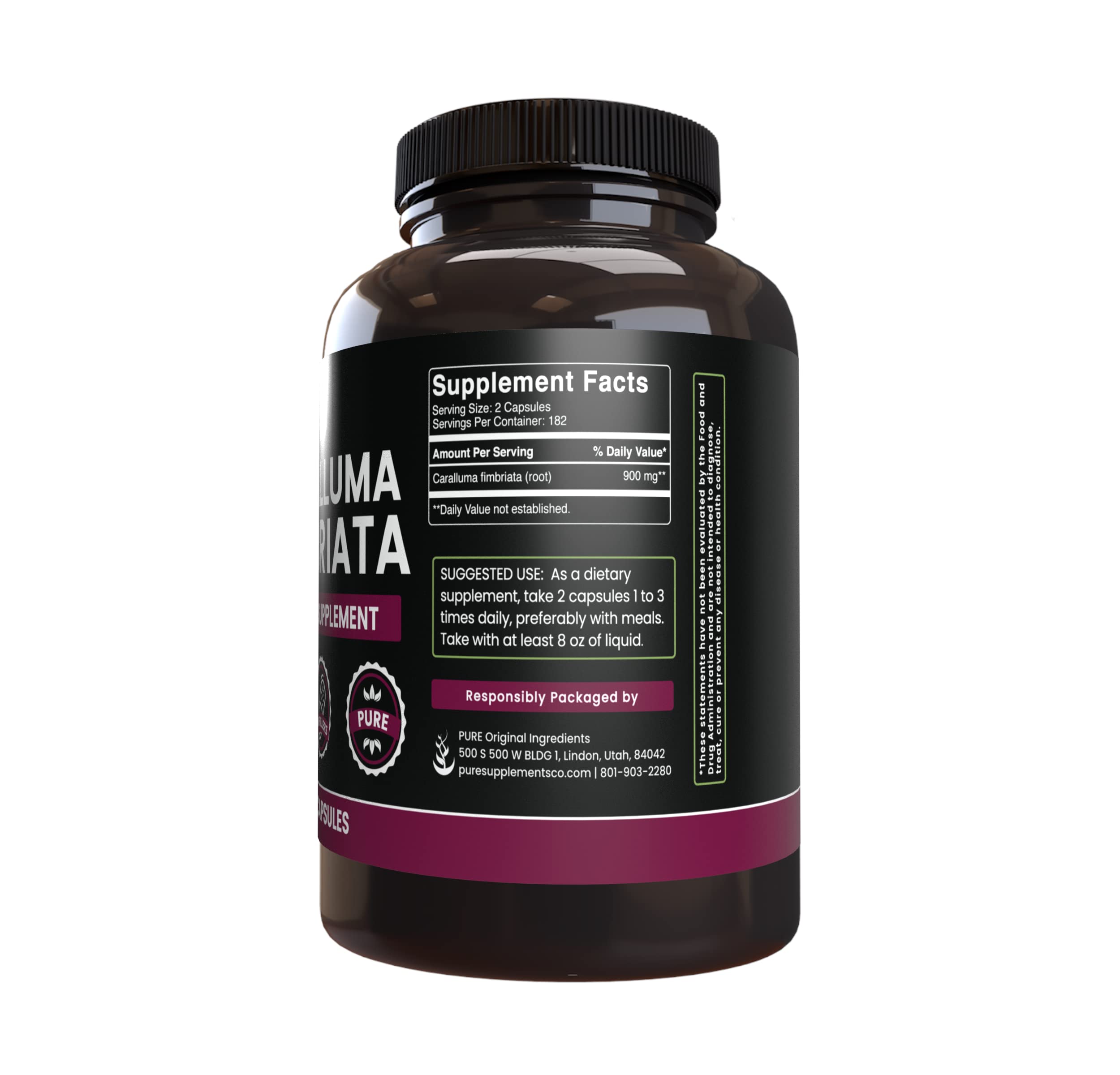 PURE ORIGINAL INGREDIENTS Caralluma Fimbriata (365 Capsules) No Magnesium Or Rice PURE ORIGINAL INGREDIENTS uk supplements