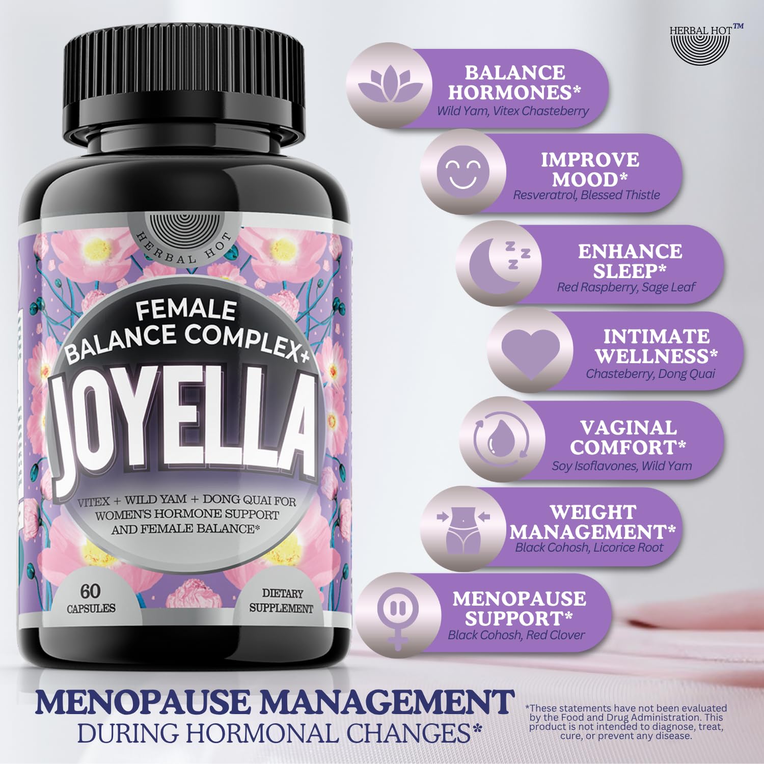 11-in-1 Hormonal Balance, Relief for Menopause Symptoms, Helps Reduce Hot Flashes, Night Sweats, and Mood Swings, Clinically Proven Ingredients, Natural PMS Support, Made in USA, 3rd Party-Tested HERBAL HOT uk supplements