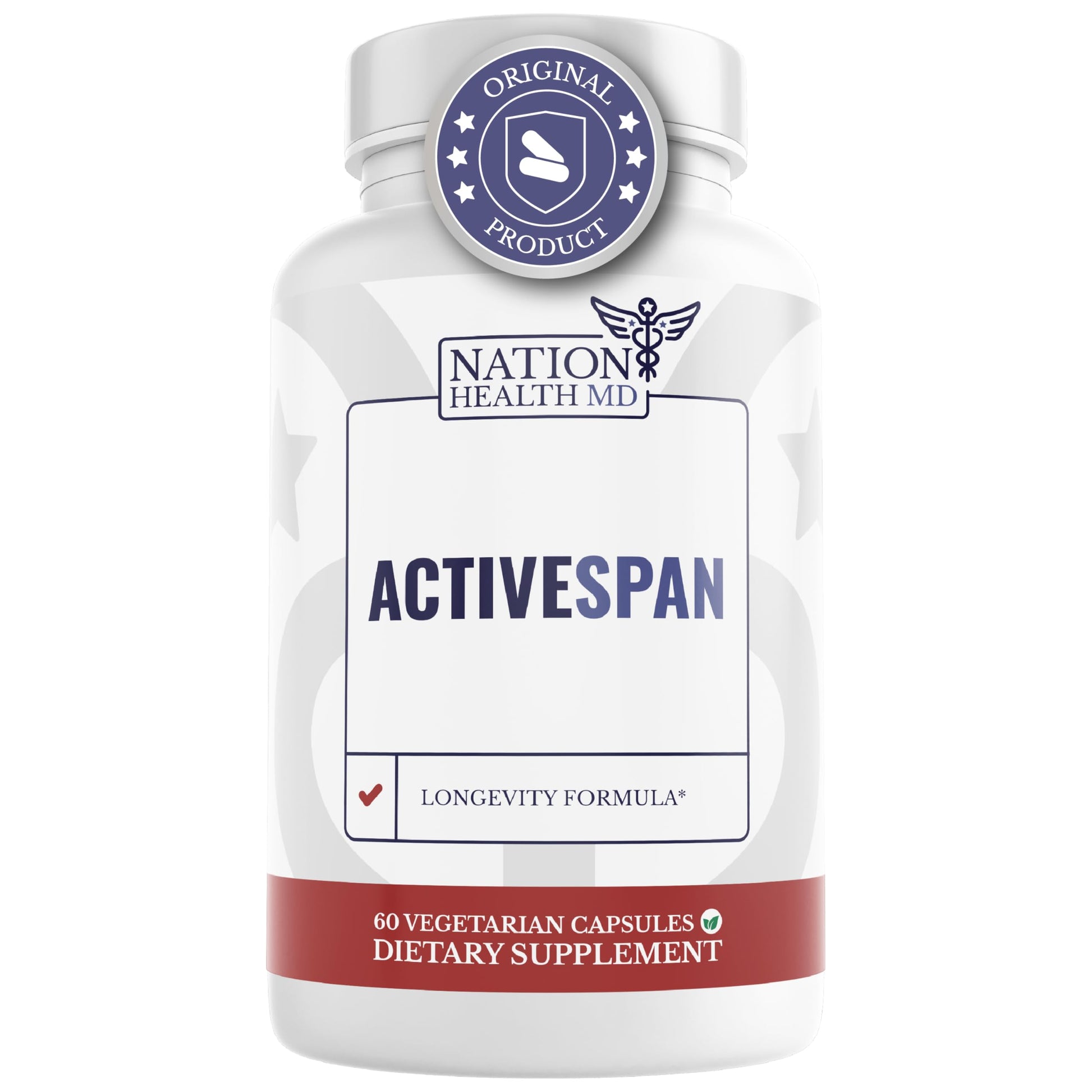 NATION HEALTH MD ActiveSpan - Longevity Supplement for Anti Aging - with Ashwagandha Extract, Astragalus, Cat's Claw, Ceylon Cinnamon, L-Lysine, L-Glutamine & More - 60 Capsules NATION HEALTH MD uk supplements
