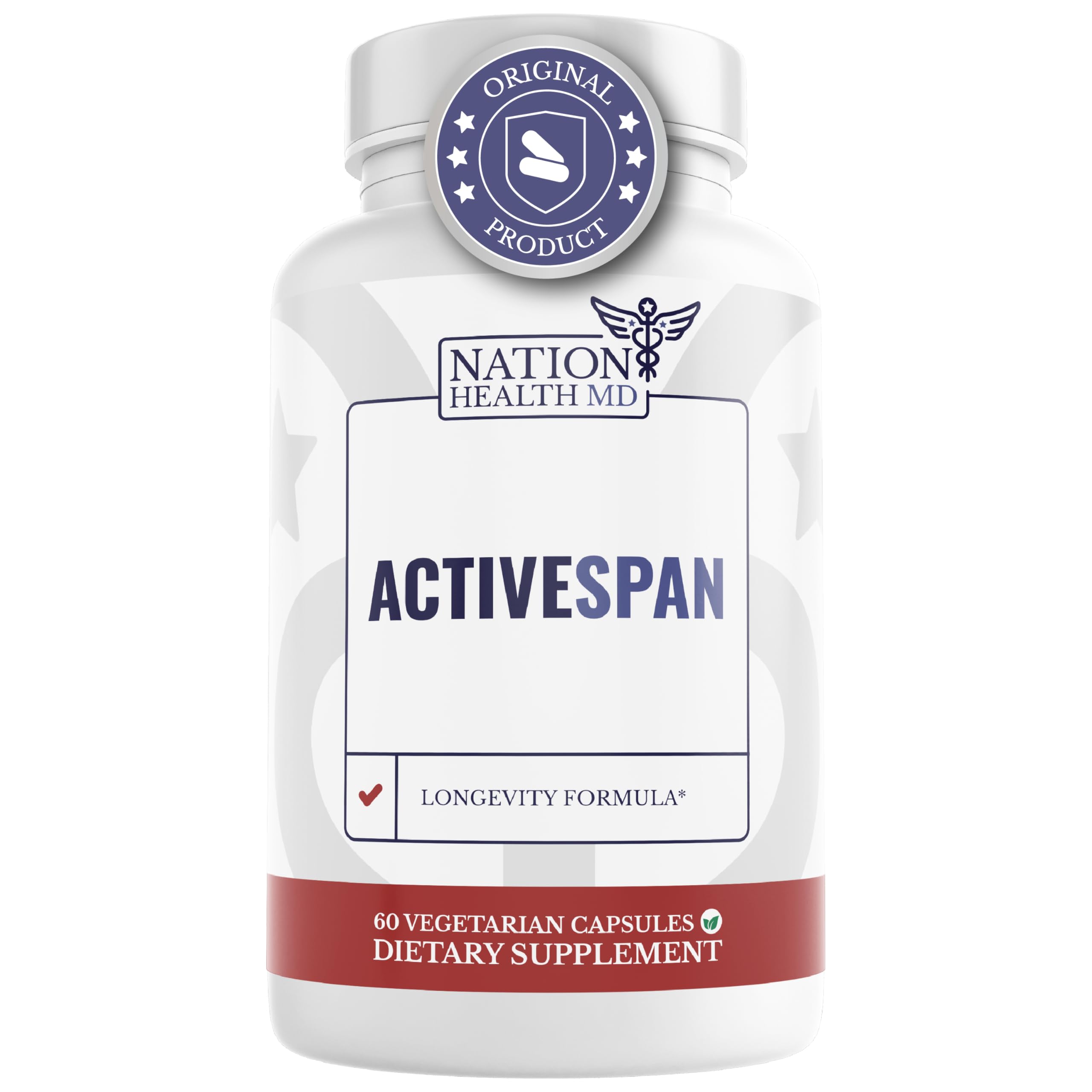 NATION HEALTH MD ActiveSpan - Longevity Supplement for Anti Aging - with Ashwagandha Extract, Astragalus, Cat's Claw, Ceylon Cinnamon, L-Lysine, L-Glutamine & More - 60 Capsules NATION HEALTH MD uk supplements