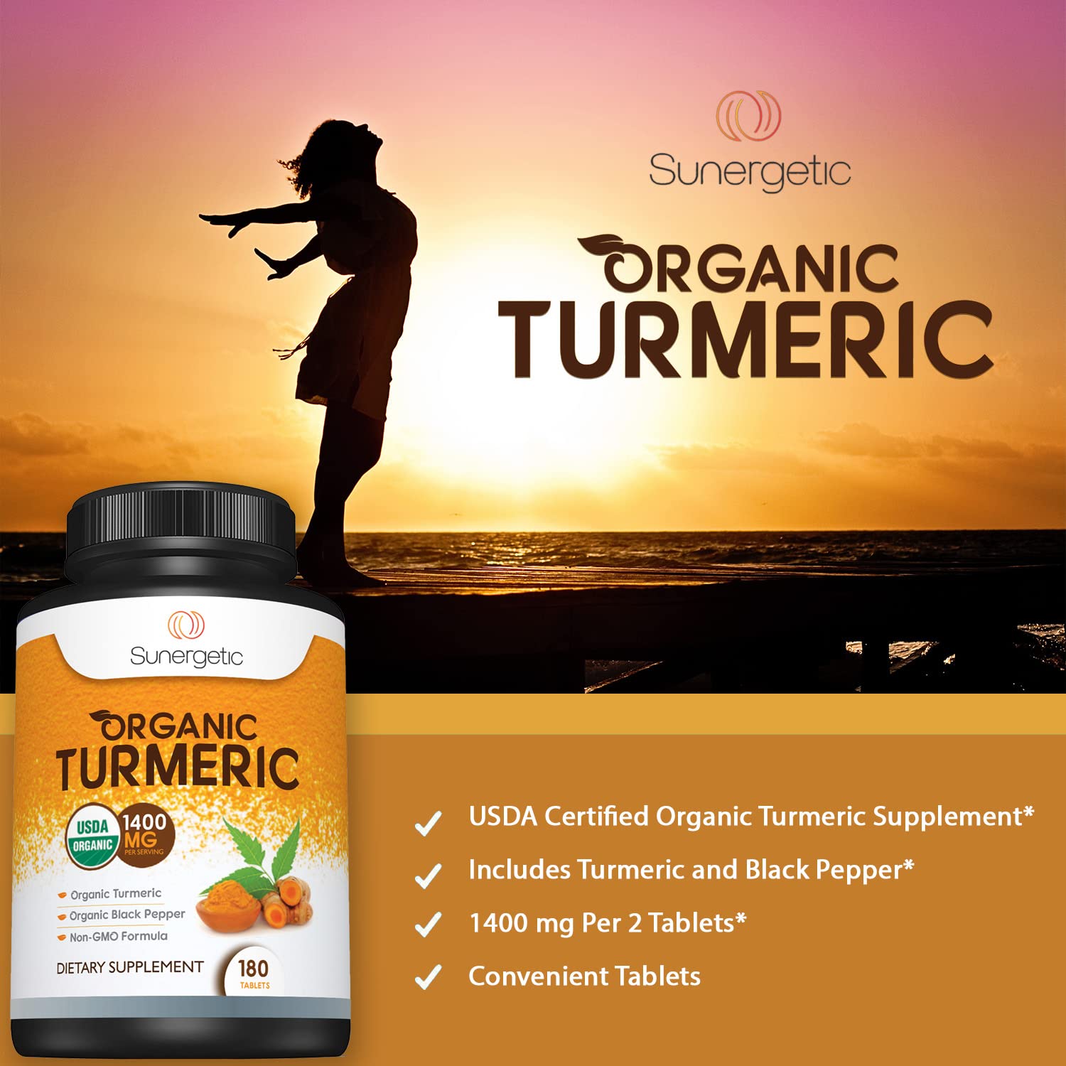 Sunergetic USDA Certified Organic Turmeric Supplement – Includes Organic Turmeric Sunergetic uk supplements