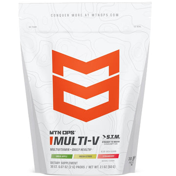 MTN OPS Multi‑V STM On‑the‑Go Daily Multivitamin for Men, Women & Kids – Straight‑to‑Mouth Vitamin C D3 B Zinc Packs – Gluten Free, Natural Flavors, 30 Servings MTN OPS uk supplements