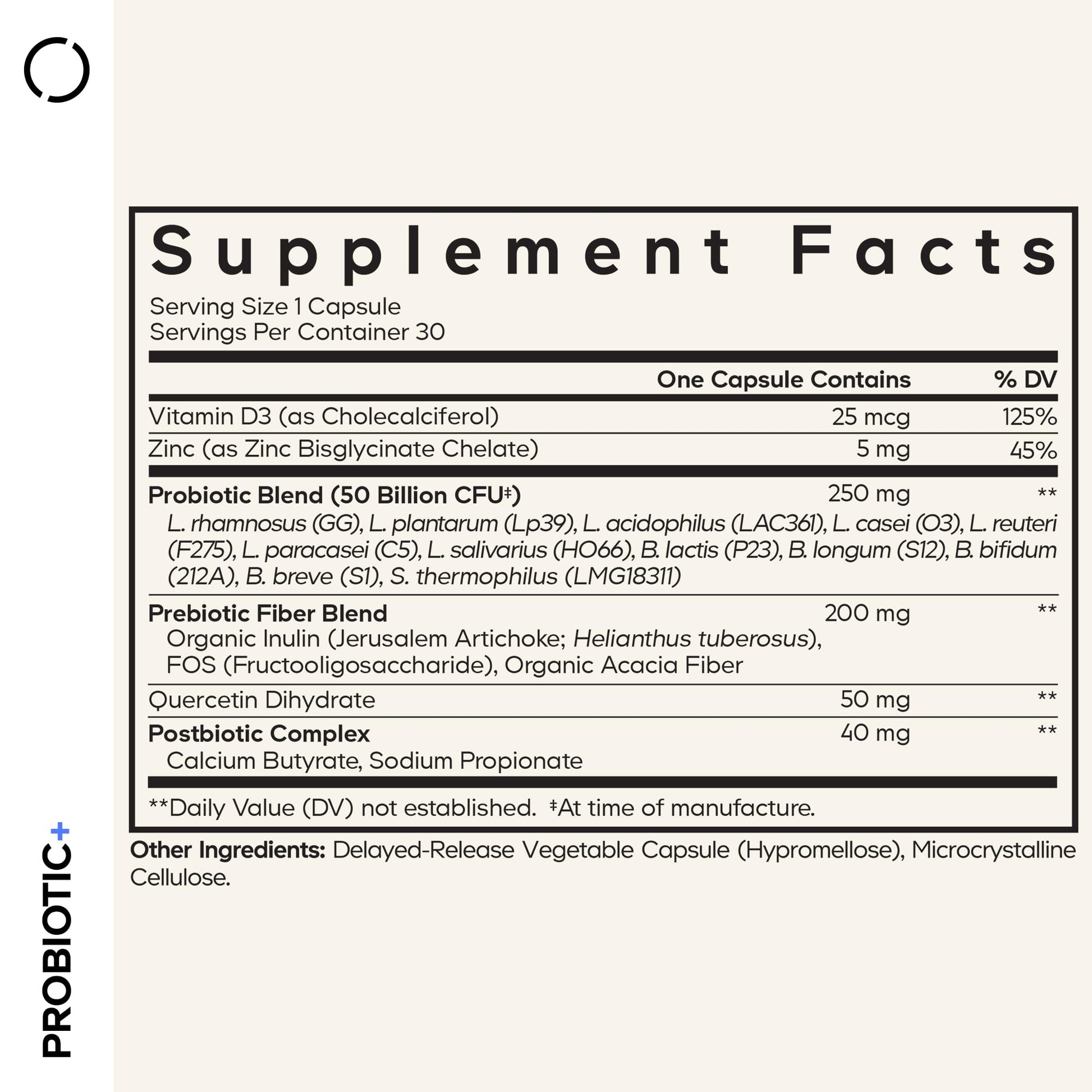 Codeage Probiotic+ 50 Billion CFU** Supplement - 12-Strain Probiotic Blend, Organic Prebiotic Fiber, Postbiotics, Vitamin D3, Zinc Bisglycinate, Quercetin - for Men & Women - Non-GMO - 30 Capsules Codeage uk supplements