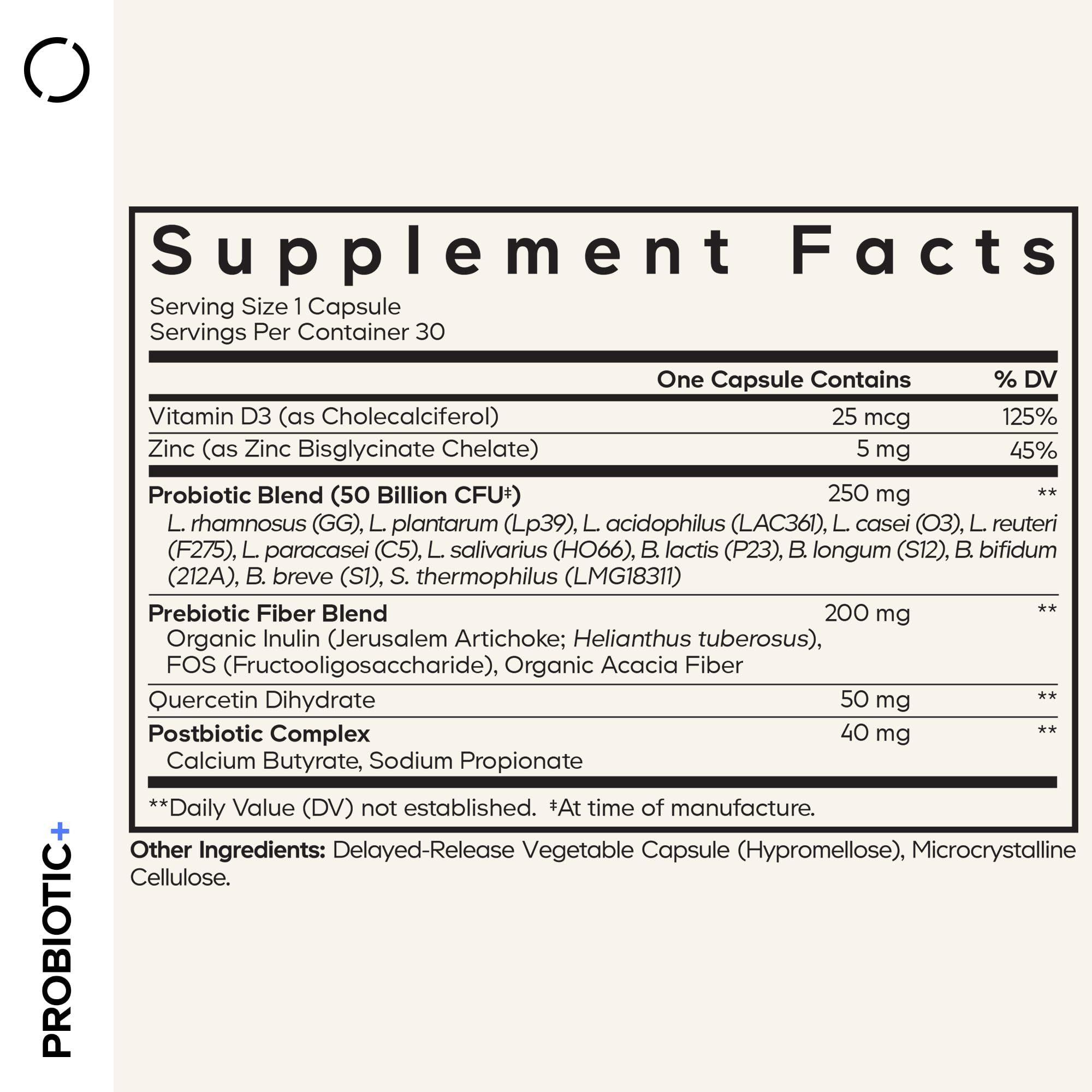 Codeage Probiotic+ 50 Billion CFU** Supplement - 12-Strain Probiotic Blend, Organic Prebiotic Fiber, Postbiotics, Vitamin D3, Zinc Bisglycinate, Quercetin - for Men & Women - Non-GMO - 30 Capsules Codeage uk supplements