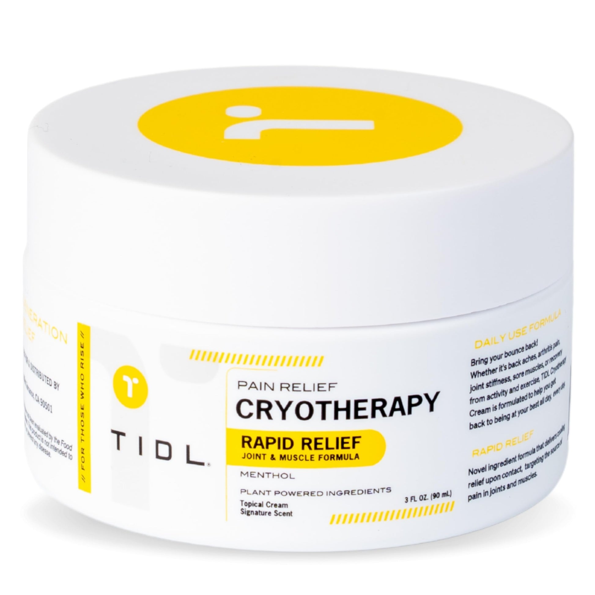 TIDL Cryotherapy Pain Relief Cream, 3 Oz, Targeted Neck Pain, Joint & Muscle Pain Relief with Organic, Plant-Based Menthol, Instant Cooling for Sport & Post Workout Full Body Recovery TIDL uk supplements