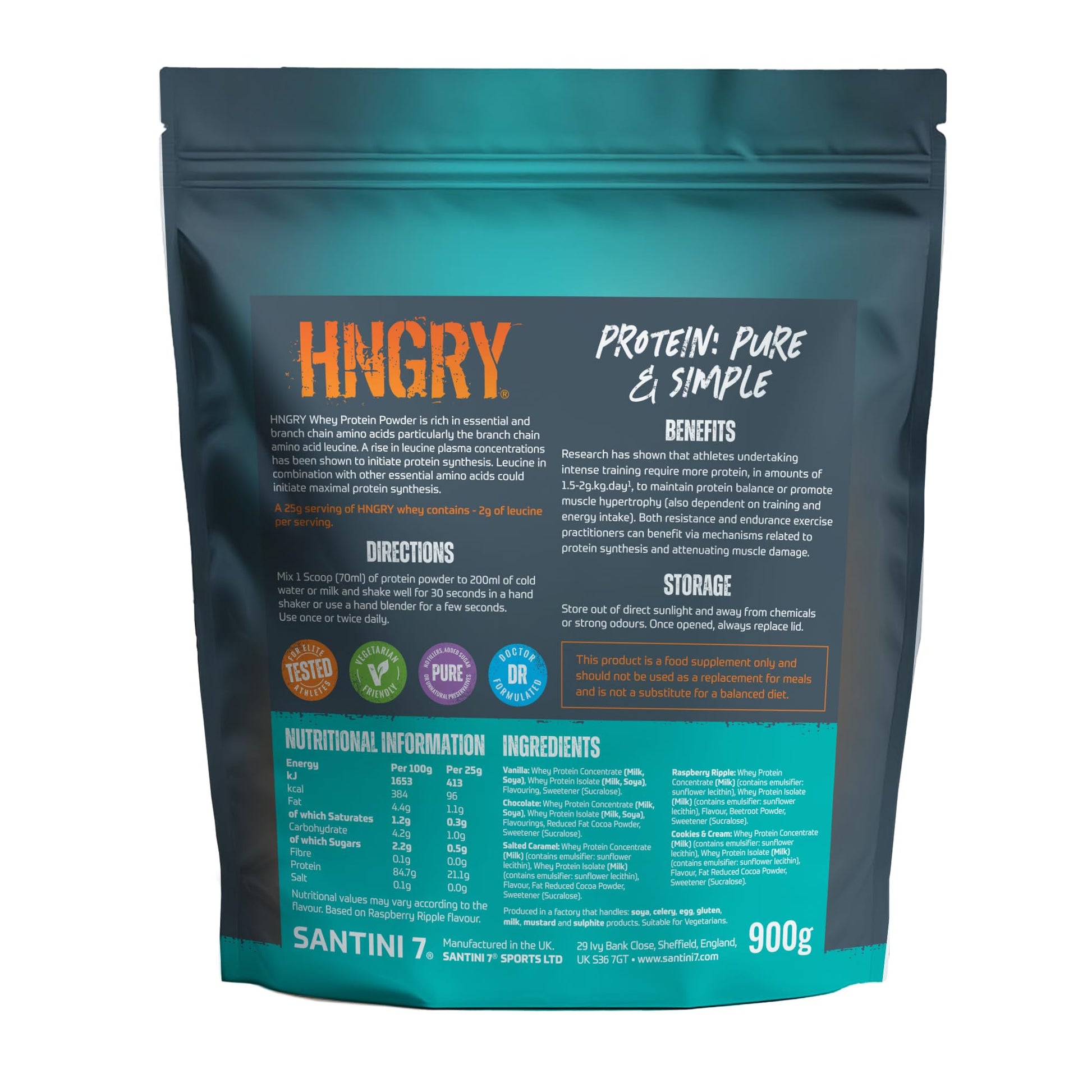 HNGRY Protein Whey Protein Powder Shake with 80% Protein Whey, 900g and 36 Servings HNGRY Protein uk supplements