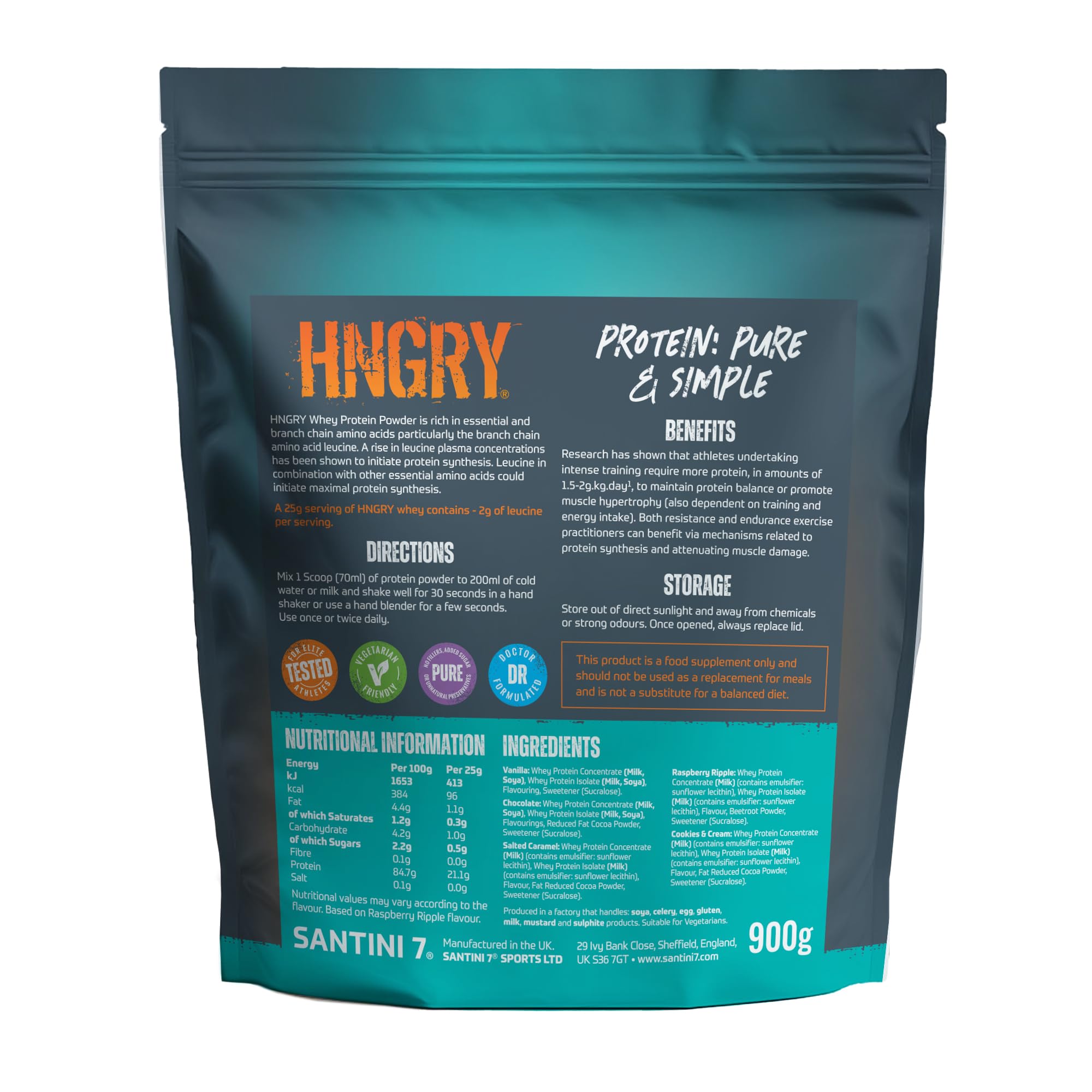 HNGRY Protein Whey Protein Powder Shake with 80% Protein Whey, 900g and 36 Servings HNGRY Protein uk supplements