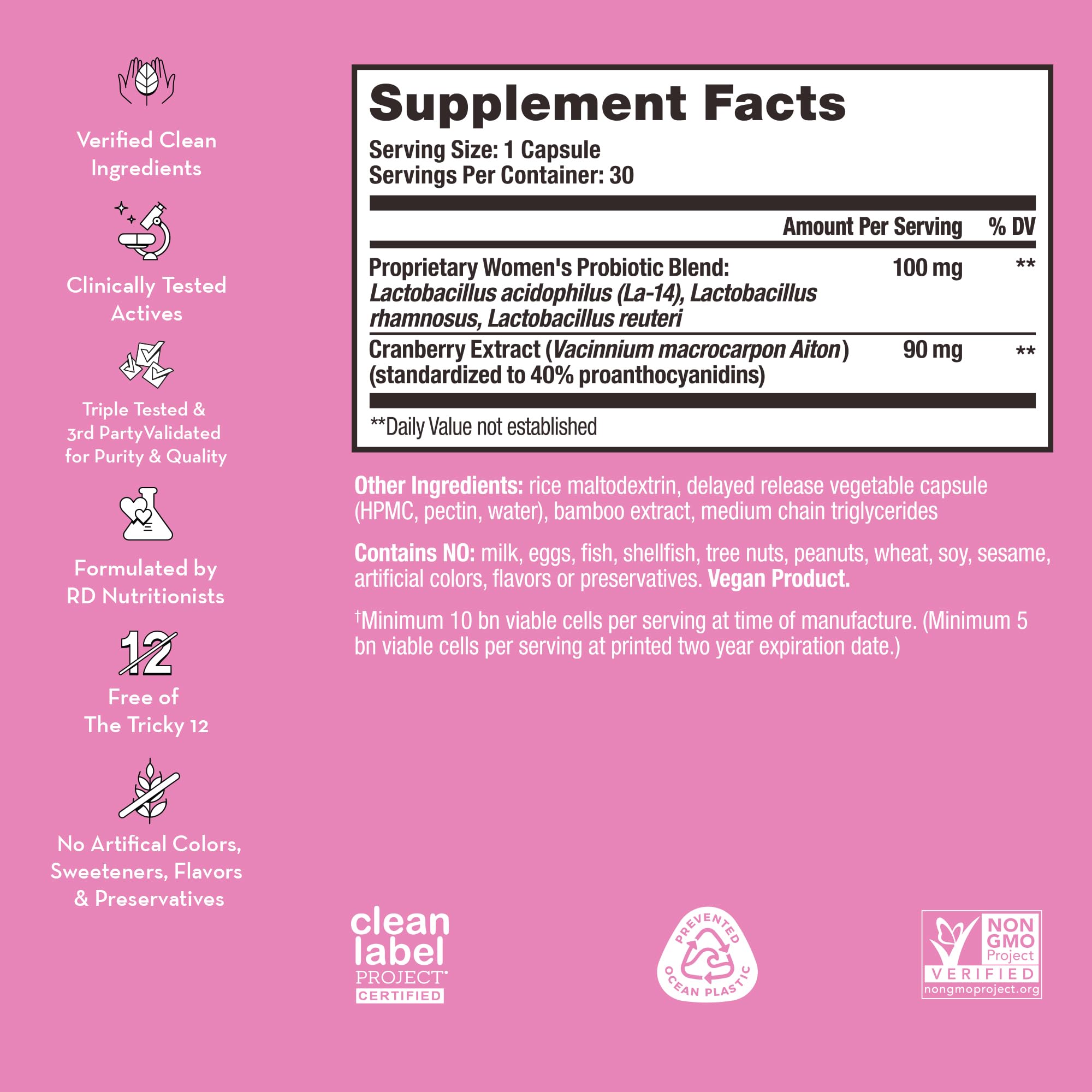 HUM Private Party Pills - Vaginal Probiotics for Women's Ph Balance with Cranberry HUM uk supplements