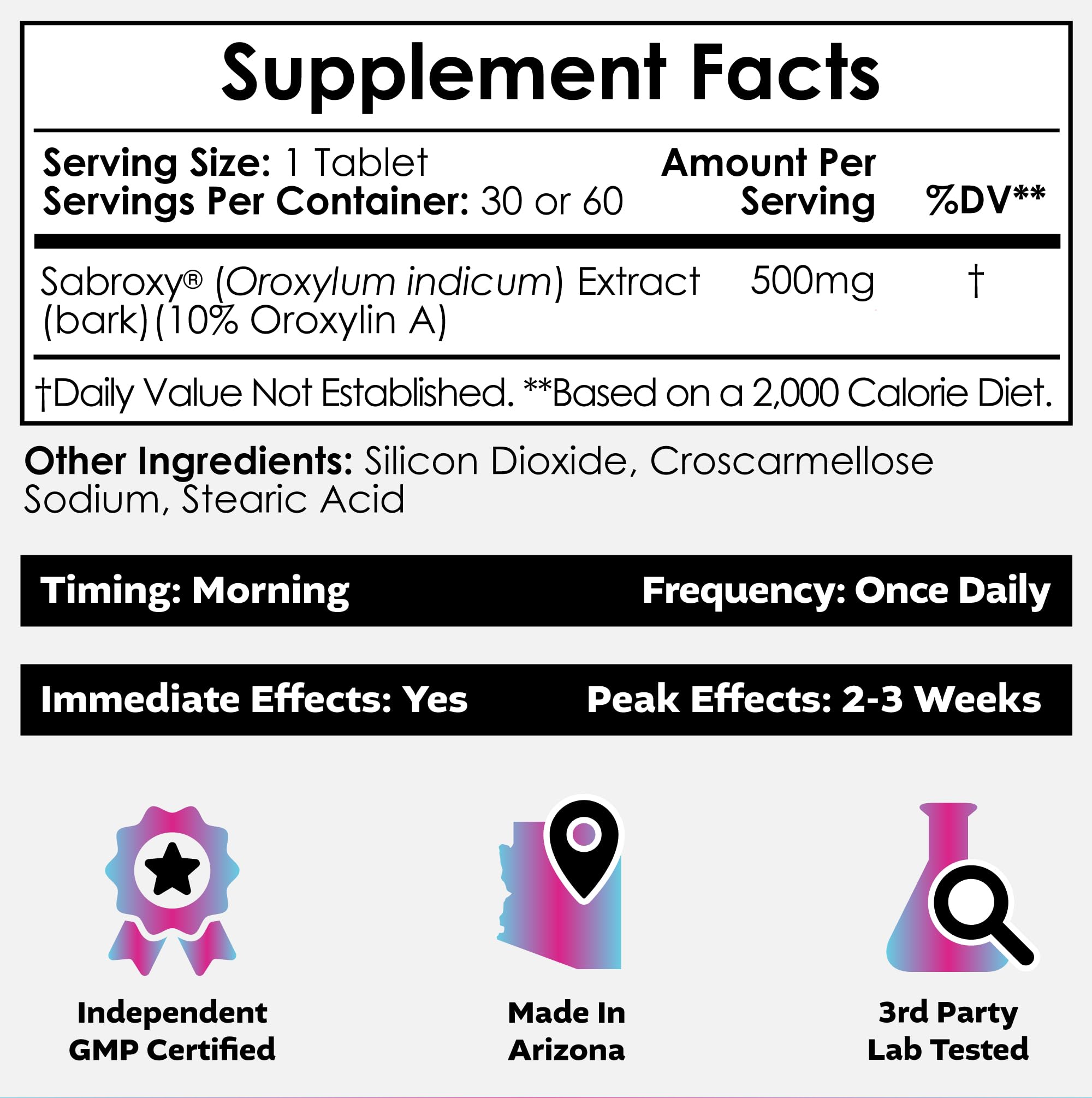 Nootropics Depot Sabroxy® Tablets | 500mg | 30 Count | Minimum 10% Oroxylin-A | Oroxylum indicum | May Help Promote Focus & Motivation | May Help Promote Cognitive Function Nootropics Depot uk supplements