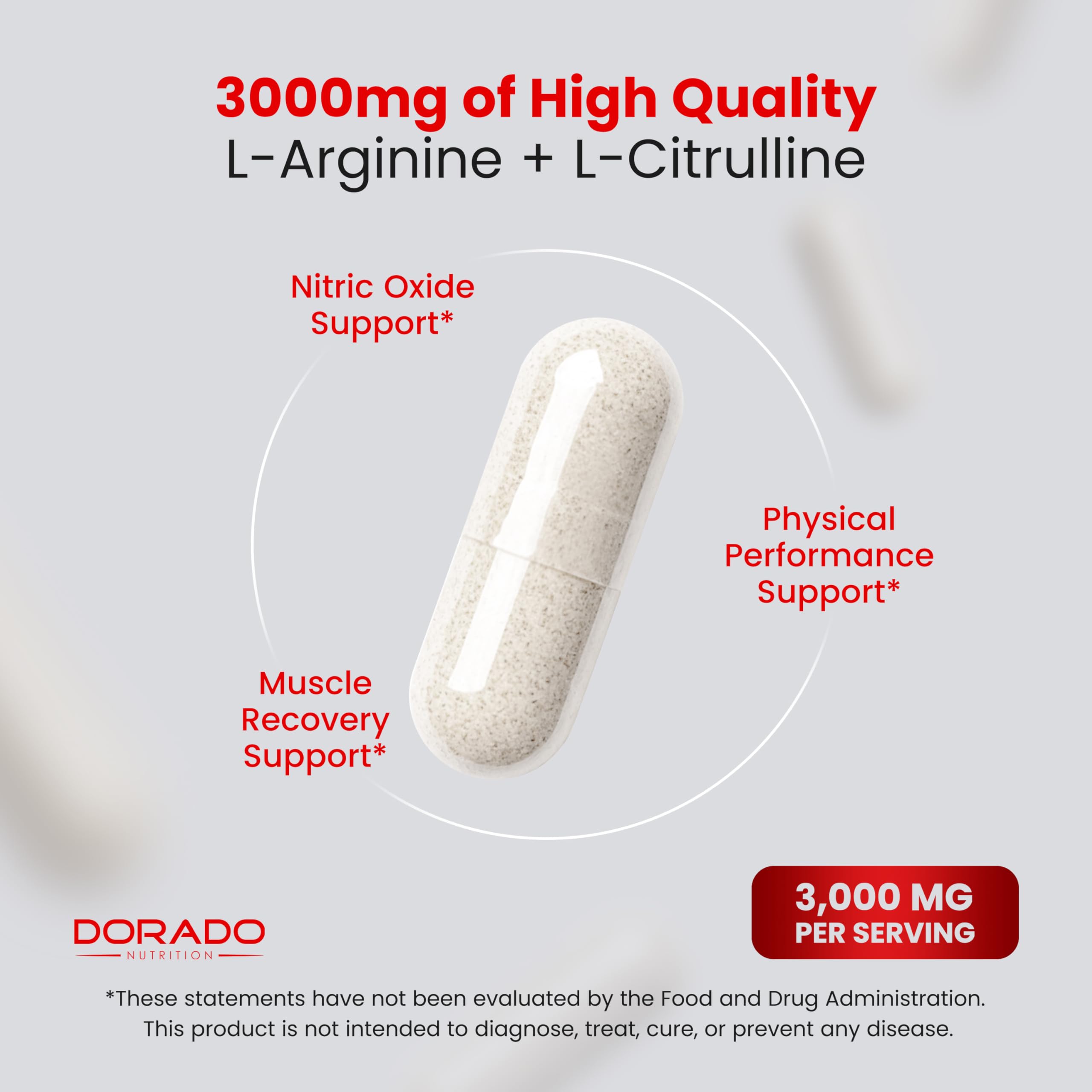 L Arginine L Citrulline Supplement 3000mg (240 Capsules) Nitric Oxide Pills for Men - Stamina, Endurance, Performance for Workouts - NO Supplements for Men DORADO NUTRITION uk supplements