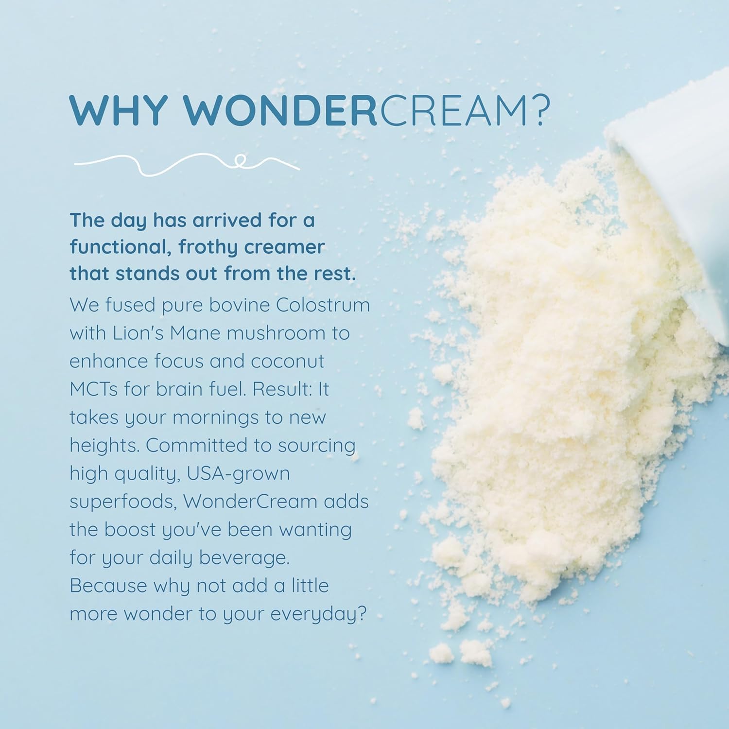 WONDERCOW Bovine Colostrum Superfood Creamer Supplement Powder w/Organic Lions Mane Mushroom & Coconut Milk Powder MCTs | Functional Sugar Free Keto Coffee, Smoothie & Drink Mix Unsweetened WONDERCOW uk supplements