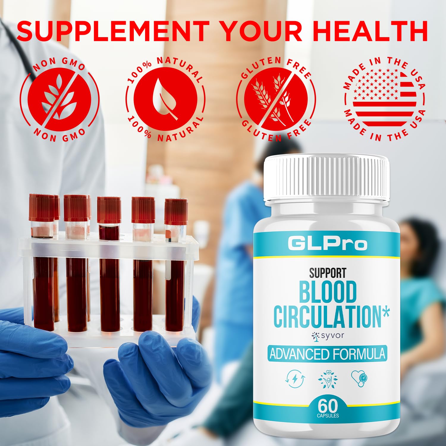 GLPro Blood Capsules, Official GLPro Blood Health Support Pills with All Natural Ingredients, Advanced Formula Supplement with Maximum Strength Premium Vitamins for Women and Men (60 Capsules) Syvor uk supplements