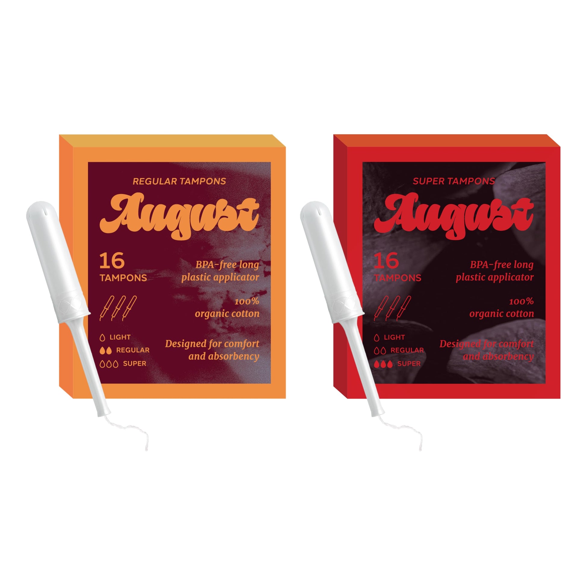 August Organic Tampons, Regular and Super Absorbency, BPA Free Long Applicators, Toxin Free August uk supplements