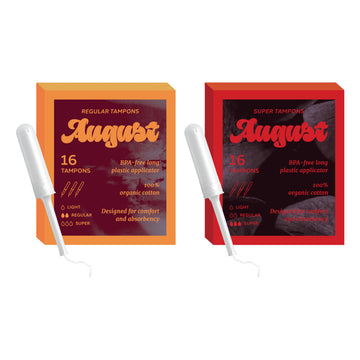 August Organic Tampons, Regular and Super Absorbency, BPA Free Long Applicators, Toxin Free August uk supplements