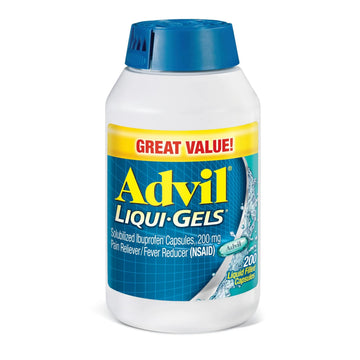 Advil Liqui-Gels Pain Reliever and Fever Reducer, Pain Medicine for Adults with Ibuprofen 200mg for Headache, Backache, Menstrual Pain and Joint Pain Relief - 200 Liquid Filled Capsules Advil uk supplements
