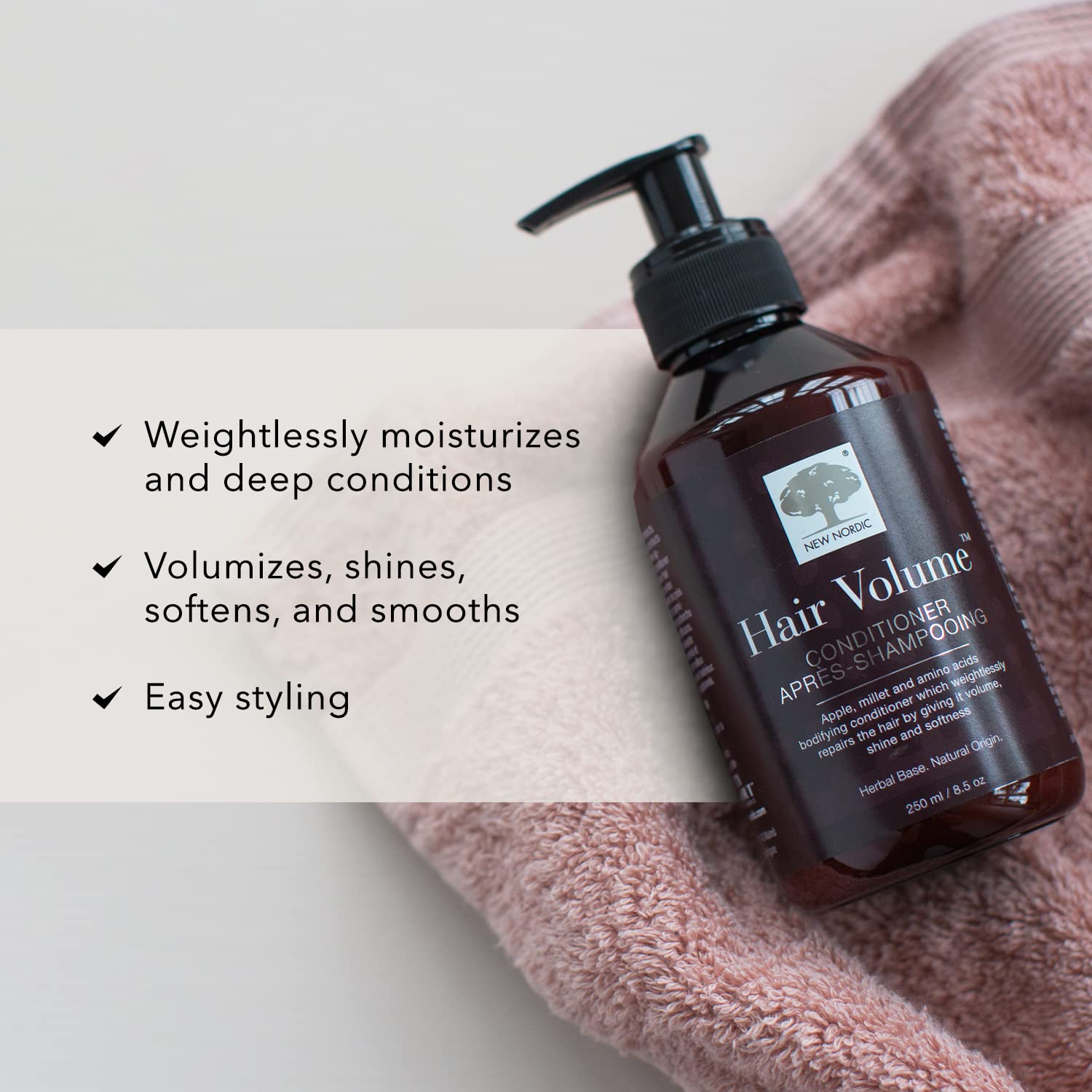 New Nordic Hair Volume Conditioner, Creamy Herbal Recipe to Weightlessly Hydrate, Volumize, Soften & Shine, Vegan, Clean Ingredients, 8.5 Fl Oz NEW NORDIC uk supplements