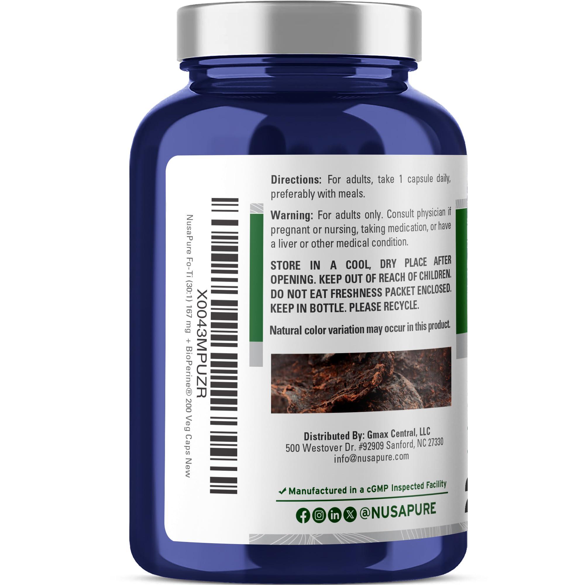 NusaPure Fo-Ti 30:1 Extract, 167 mg Equivalent to 5000mg per Veg Caps, 200 Count, Non-GMO, Vegan, Bioperine NusaPure uk supplements