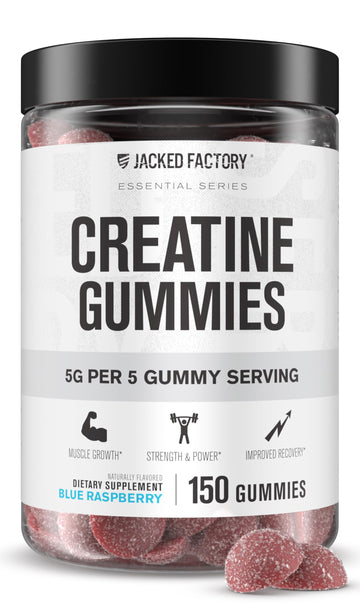 Jacked Factory Creatine Gummies 5g Daily Dose (1g per Gummy) - Creatine Gummy for Men and Women, Vegan-Friendly, Travel-Friendly, Third-Party Tested - 150 Gummies, Blue Raspberry Jacked Factory uk supplements