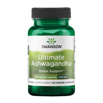Swanson Ultimate Ashwagandha KSM-66 - Herbal Supplement Supporting Healthy Stress Levels & Relaxation - Natural Formula to Promote a Calm & Relaxed Mindset - (60 Veggie Capsules, 250mg Each) Swanson uk supplements