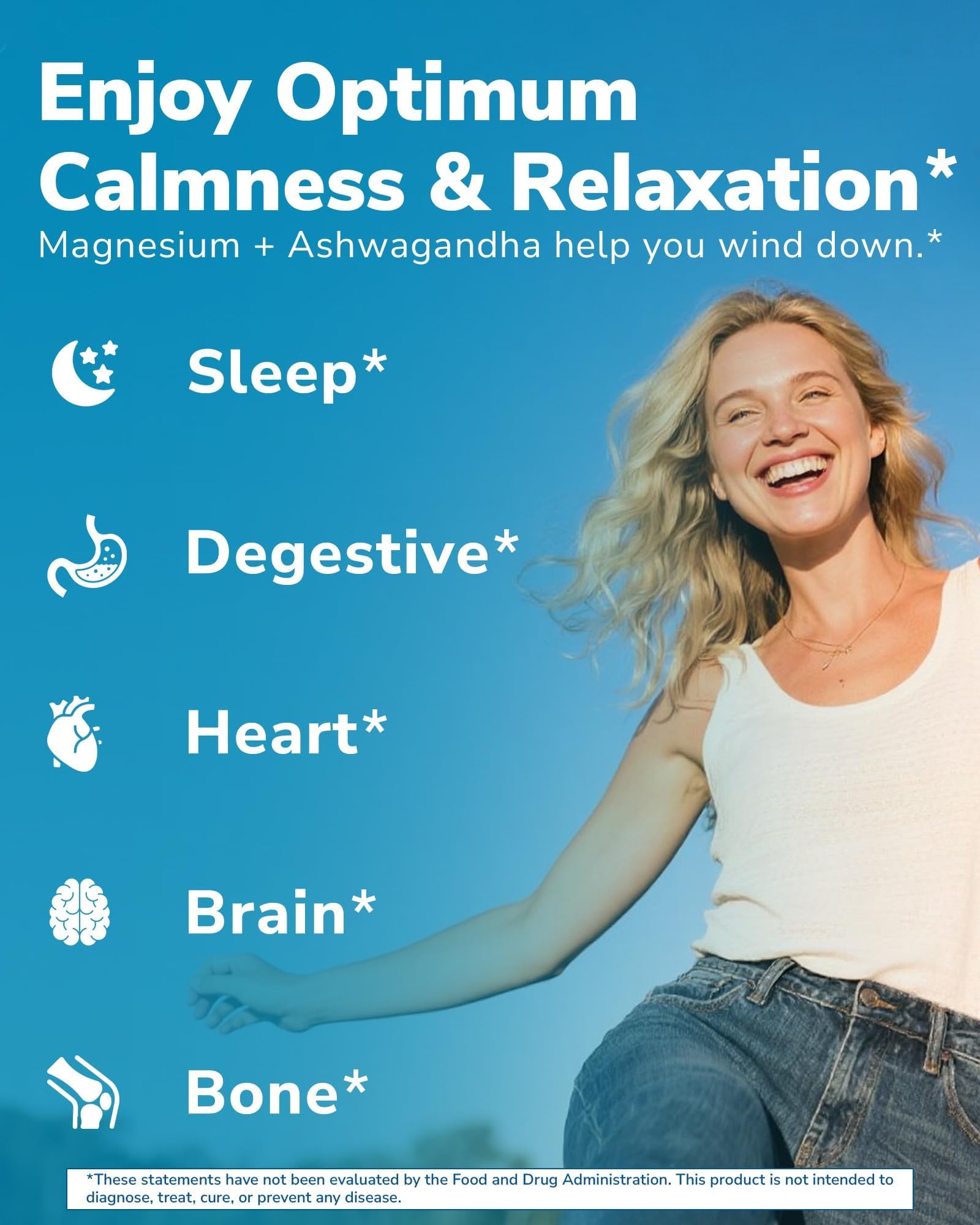 Vitalibre Magnesium Complex with Ashwagandha & L-Theanine - Stress Relief, Bone & Relaxation Support - w/Vitamin D3, B6 - Glycinate, Citrate, Malate, Taurate - 90 Vegan Capsules, Non-GMO, Gluten Free Vitalibre uk supplements