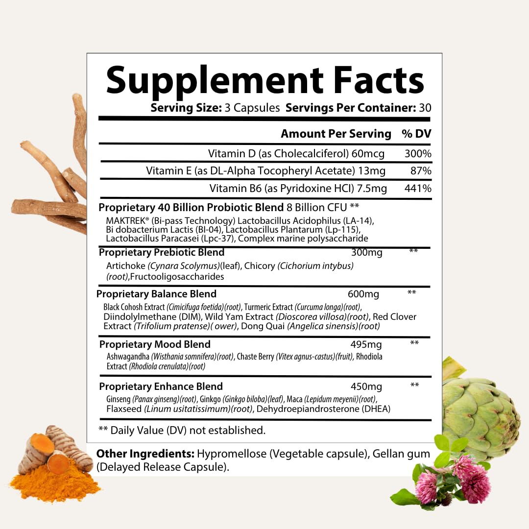 Besti Supplements Daily Perimenopause Support – Probiotic & Prebiotic Blend – Supports Overall Well-Being – 90 Capsules Besti uk supplements