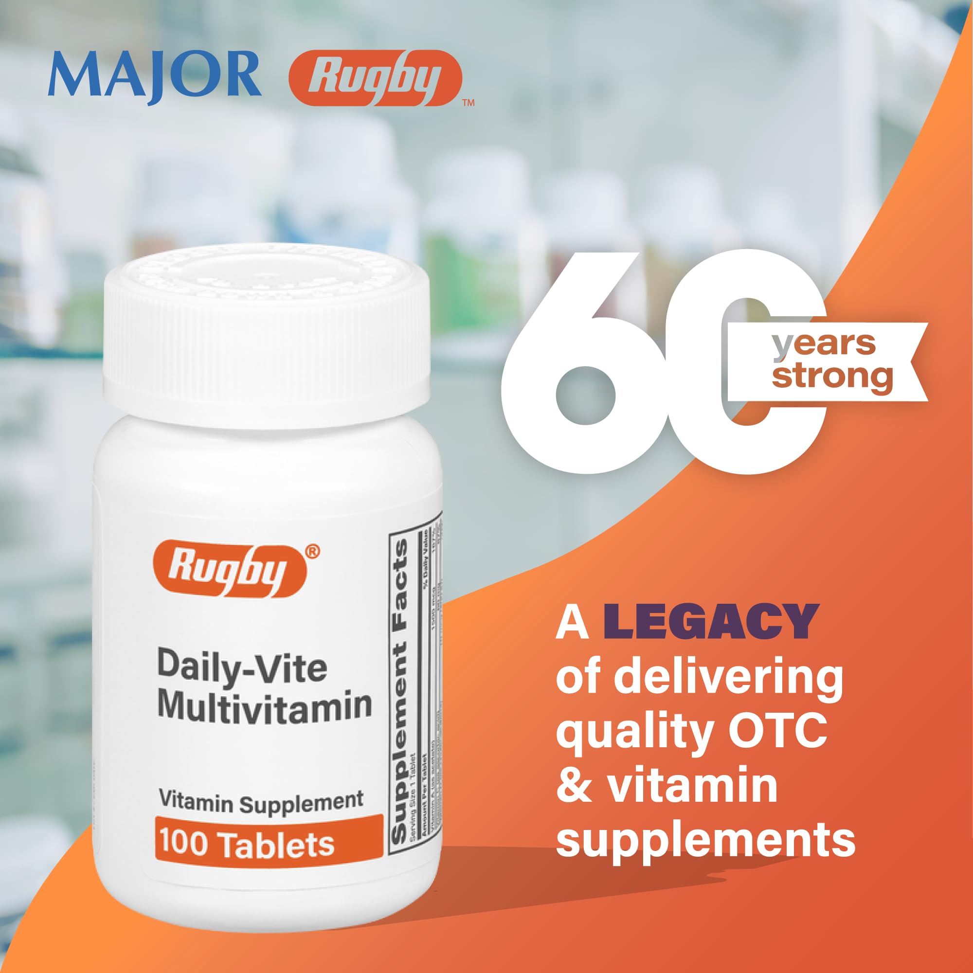 Rugby Daily-Vite Multivitamin - Daily Vitamin Supplement - 100 Tablets (1 Pack) RUGBY LABORATORIES uk supplements