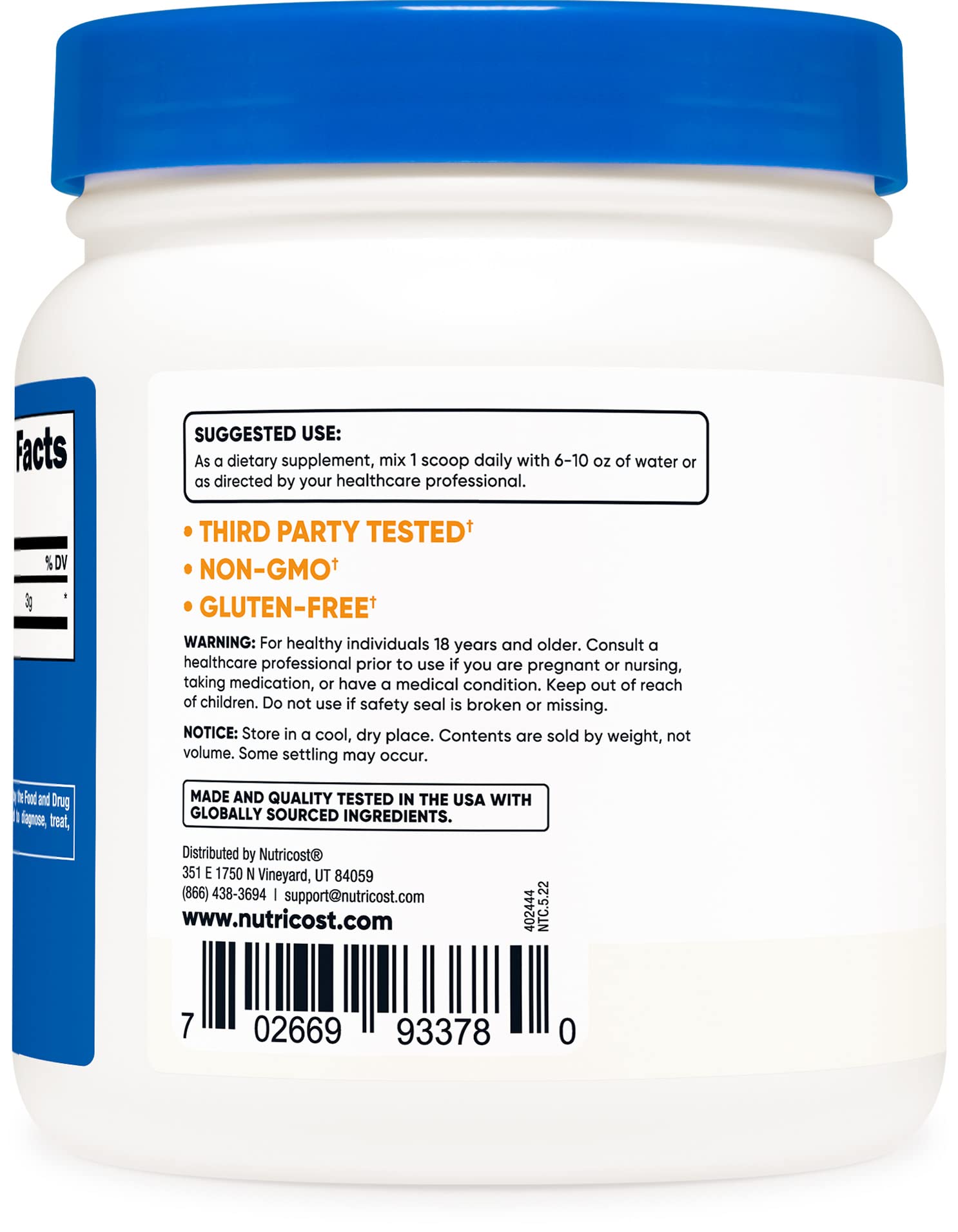 Nutricost Pure L-Citrulline (Base) Powder (600 Grams) Nutricost uk supplements