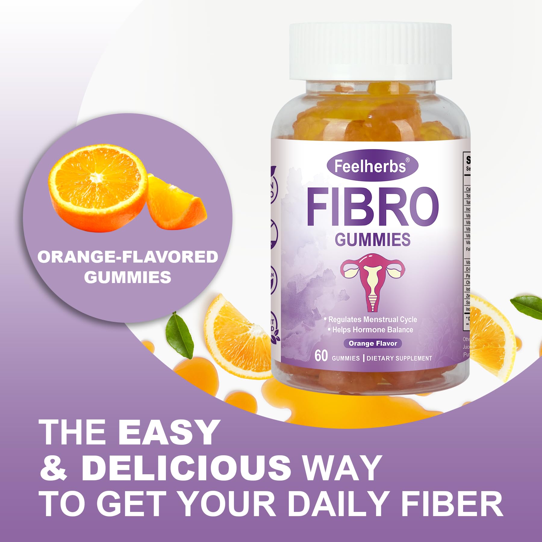 Fibro Gummies for Women Ovarian, Multivitamin Gummies for Hormone Balance, Ovarian Support Inositol Gummy with Vitamin A, E, and Minerals, 60 Count Feelherbs uk supplements