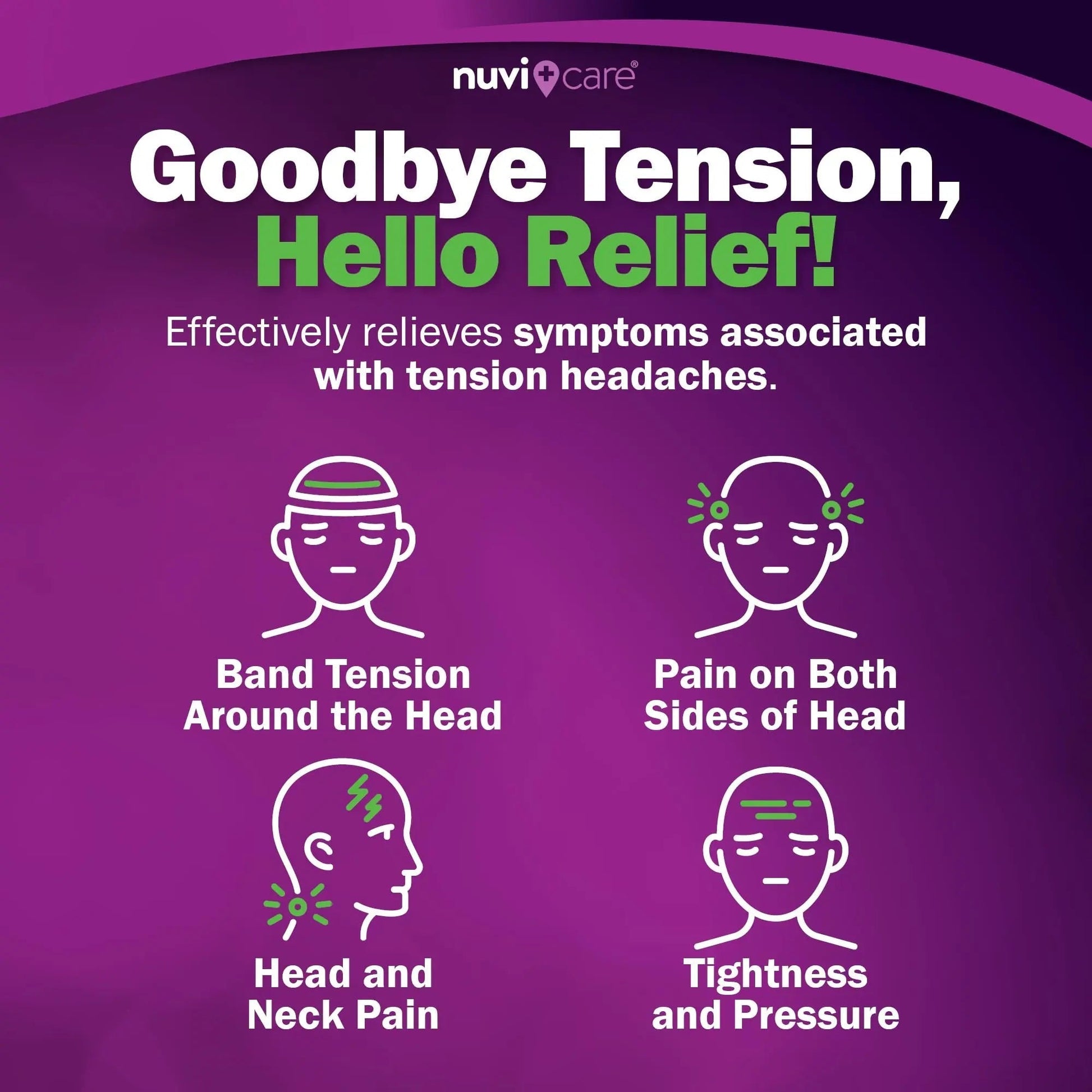 Nuvicare Tension Headache Relief Pills with 500mg Acetaminophen and 65mg Caffeine - Non Aspirin Pain Reliever Aid - Compare to Active Ingredient in Aspirin Free Excedrin Tension Headache (100 Caplets) NUVICARE uk supplements