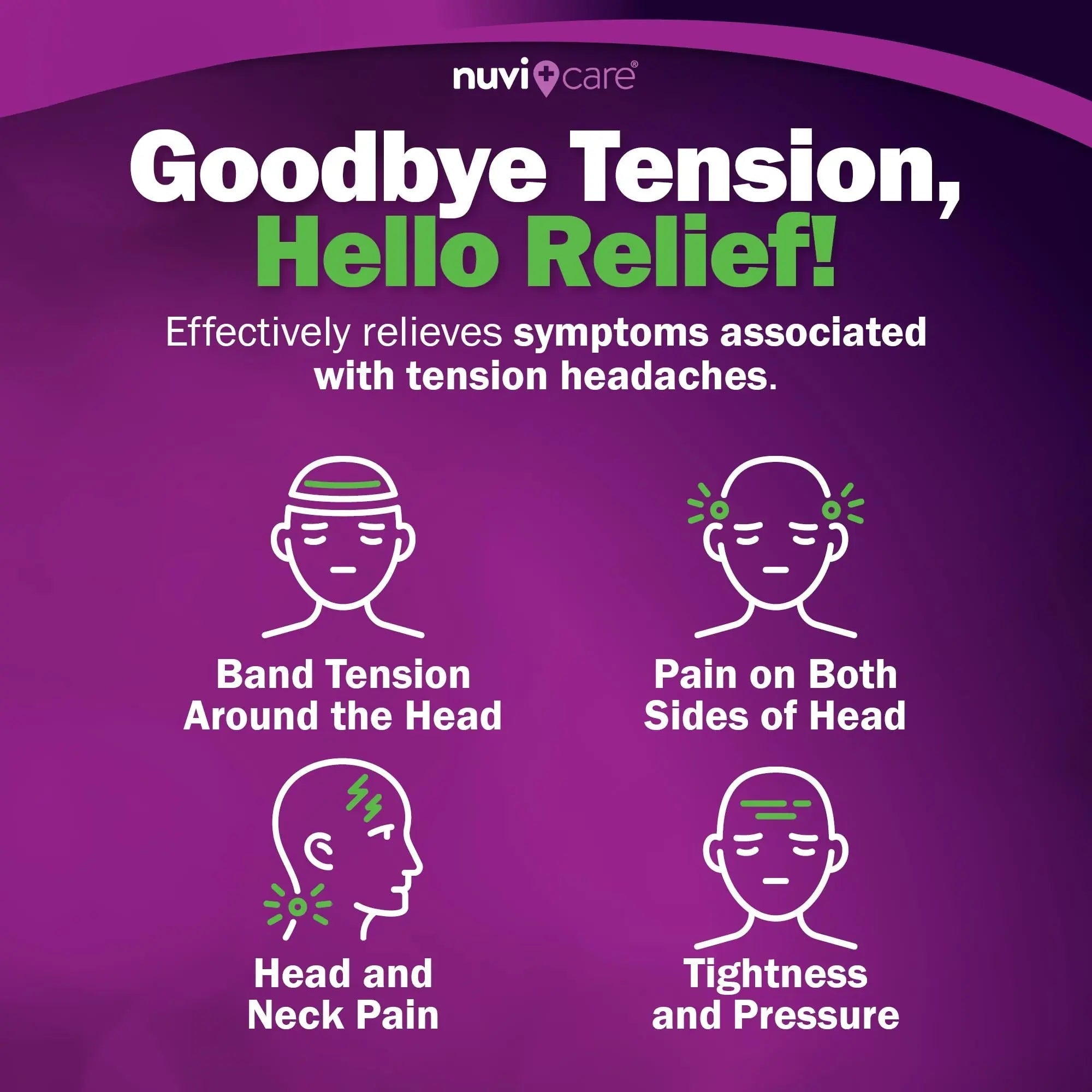 Nuvicare Tension Headache Relief Pills with 500mg Acetaminophen and 65mg Caffeine - Non Aspirin Pain Reliever Aid - Compare to Active Ingredient in Aspirin Free Excedrin Tension Headache (100 Caplets) NUVICARE uk supplements