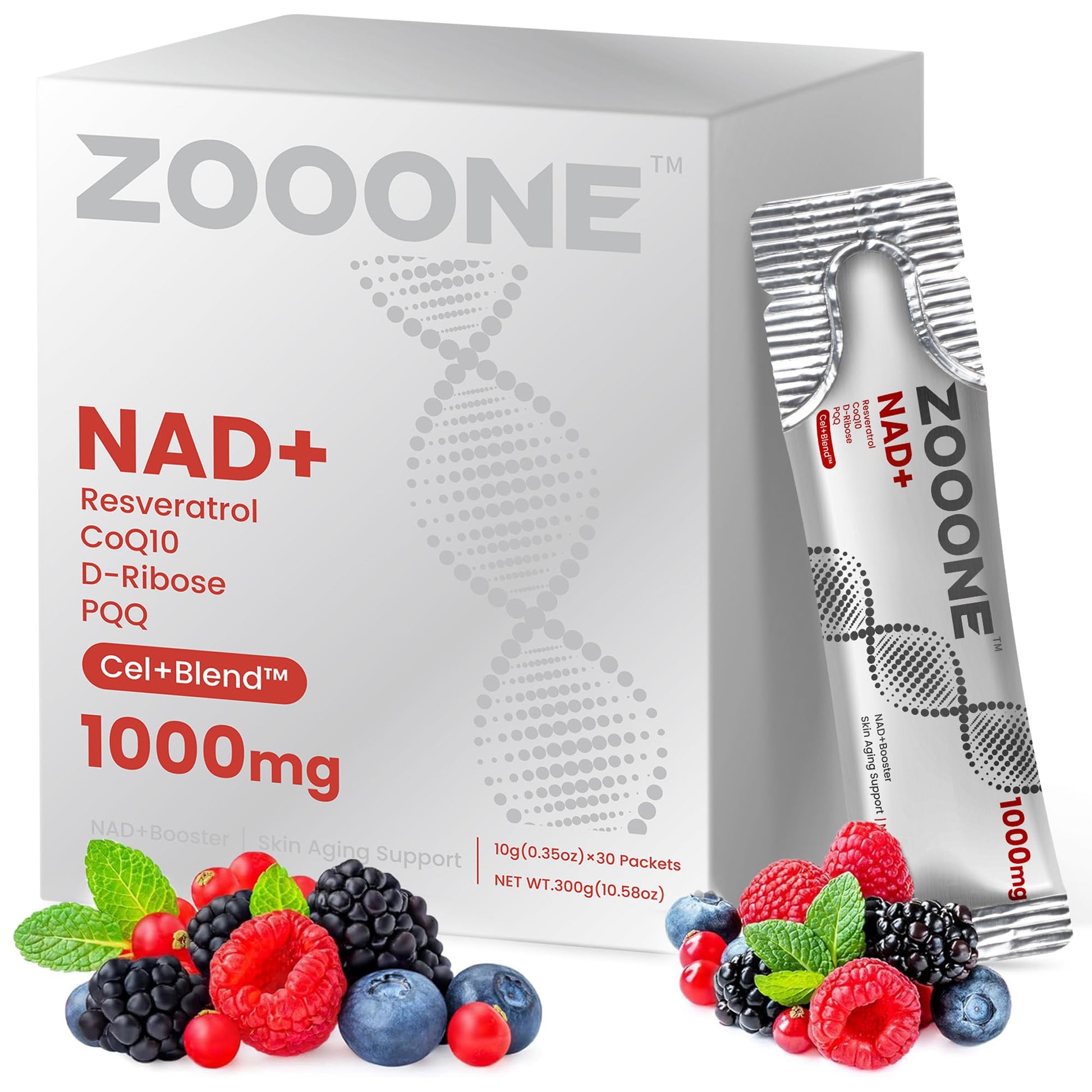 zooone NAD+ Supplement with Resveratrol, Liquid Designed to Help Support Absorption, 1000mg NMNH Supplement Alternative for Anti-Aging, Boost Energy, Support Cellular, 30 Pockets zooone uk supplements