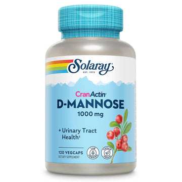 SOLARAY D-Mannose 1000mg with CranActin Cranberry Supplement 400mg, Urinary Tract Health & Bladder Support Capsules with Vitamin C, Vegan, 60 Day Guarantee, 60 Servings, 120 VegCaps (120 CT) SOLARAY uk supplements