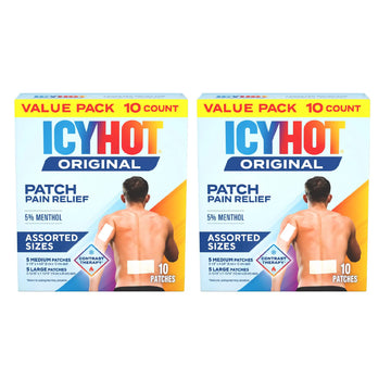 Icy Hot Original Pain Relief Patch Variety Pack with 5% Cooling Menthol for Fast-Acting Muscle and Joint Pain Relief, 5 Medium and 5 Large Comfortable Fabric Patches, 10 Ct., 2 pk Icy Hot uk supplements