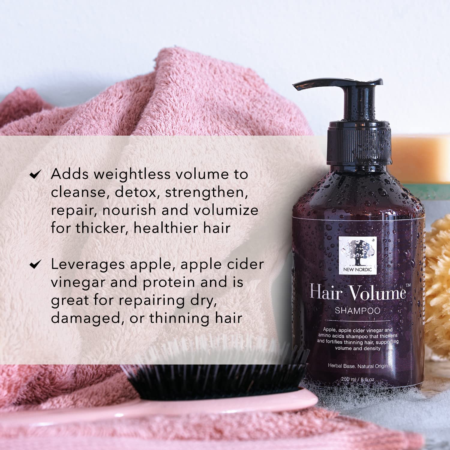 New Nordic Hair Volume Shampoo 250ml - Herbal Volumising Shampoo For Dry Damaged Hair - Suitable for Men and Women NEW NORDIC uk supplements