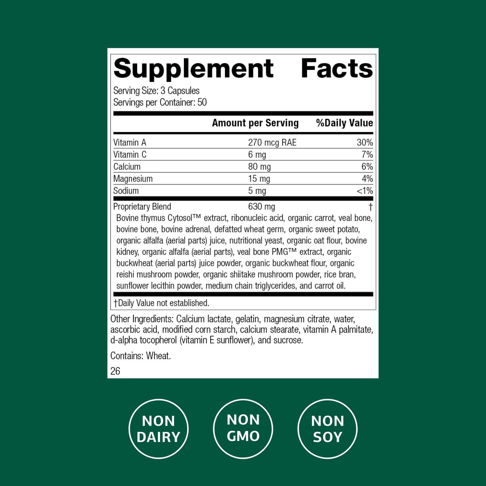 Standard Process Inc. Congaplex - Thymus Gland Support Supplement - Immune Health with Calcium Lactate, Magnesium, Vitamin C & Vitamin A - Immune System Aid with Mushroom Powder - 150 Capsules Standard Process Inc. uk supplements