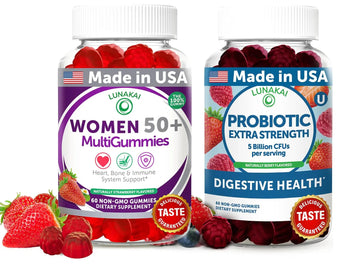 Lunakai USA Made Women 50+ Multivitamin & Probiotic Gummies Bundle – Immune & Digestive Support – 60 Non-GMO Gummies Each Lunakai uk supplements