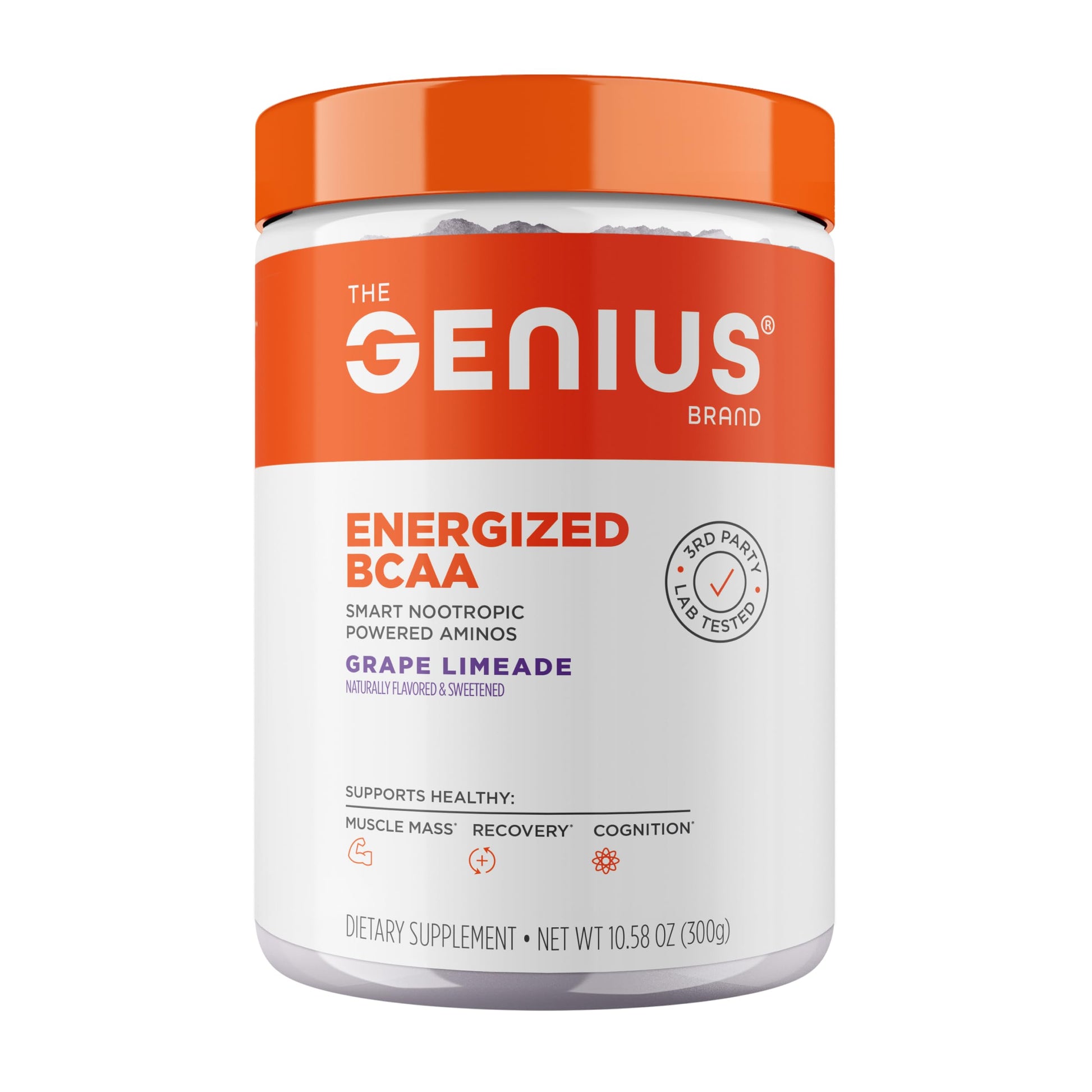 Genius BCAA Powder - 5g Vegan BCAAs L-Glutamine, Cognizin & Rhodiola Muscle Recovery Energy Support 100mg Caffeine Pre, Intra, Post-Workout Nootropic Supplement for Focus & Performance - Grape Limeade The Genius Brand uk supplements