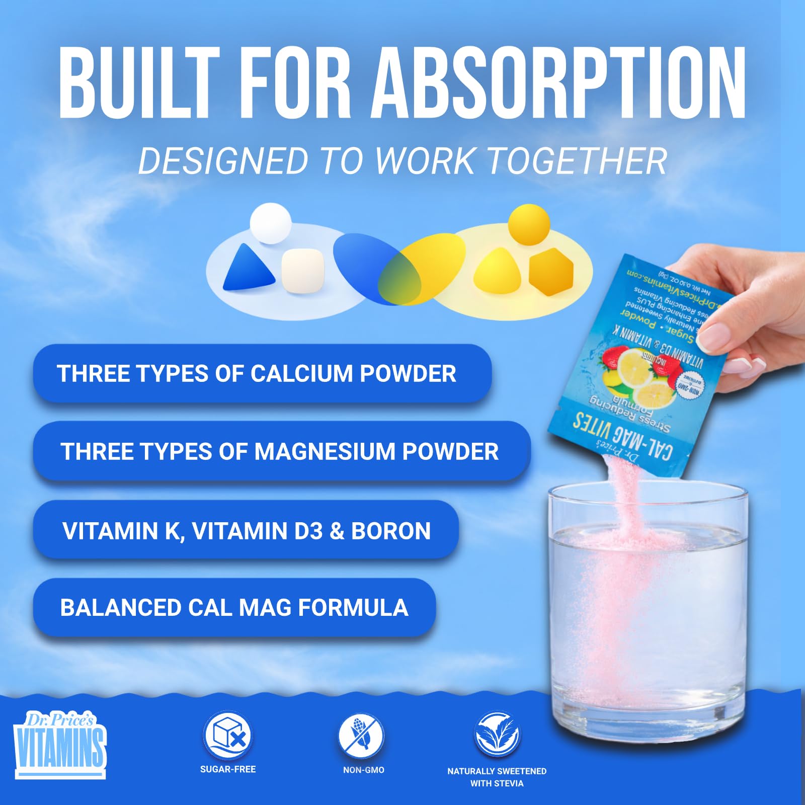 Dr. Price’s Cal-Mag Vites – Strawberry Lemon, 30 Packs | Calcium Magnesium Powder Packets + Vitamin D3, K & Boron | Calming Bone & Muscle Support for Kids & Adults | Doctor-Formulated, Made in USA Dr. Price's Vitamins uk supplements