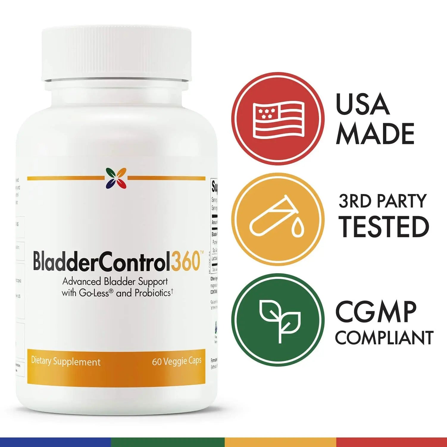 Stop Aging Now - BladderControl360 Formula - Bladder Control Support - Go-Less & Probiotics - Urinary Health Probiotic Supplement - Lactobacillus Rhamnosus, Pumpkin Seed & Soy Germ Extracts - 60 Vcaps Stop Aging Now uk supplements