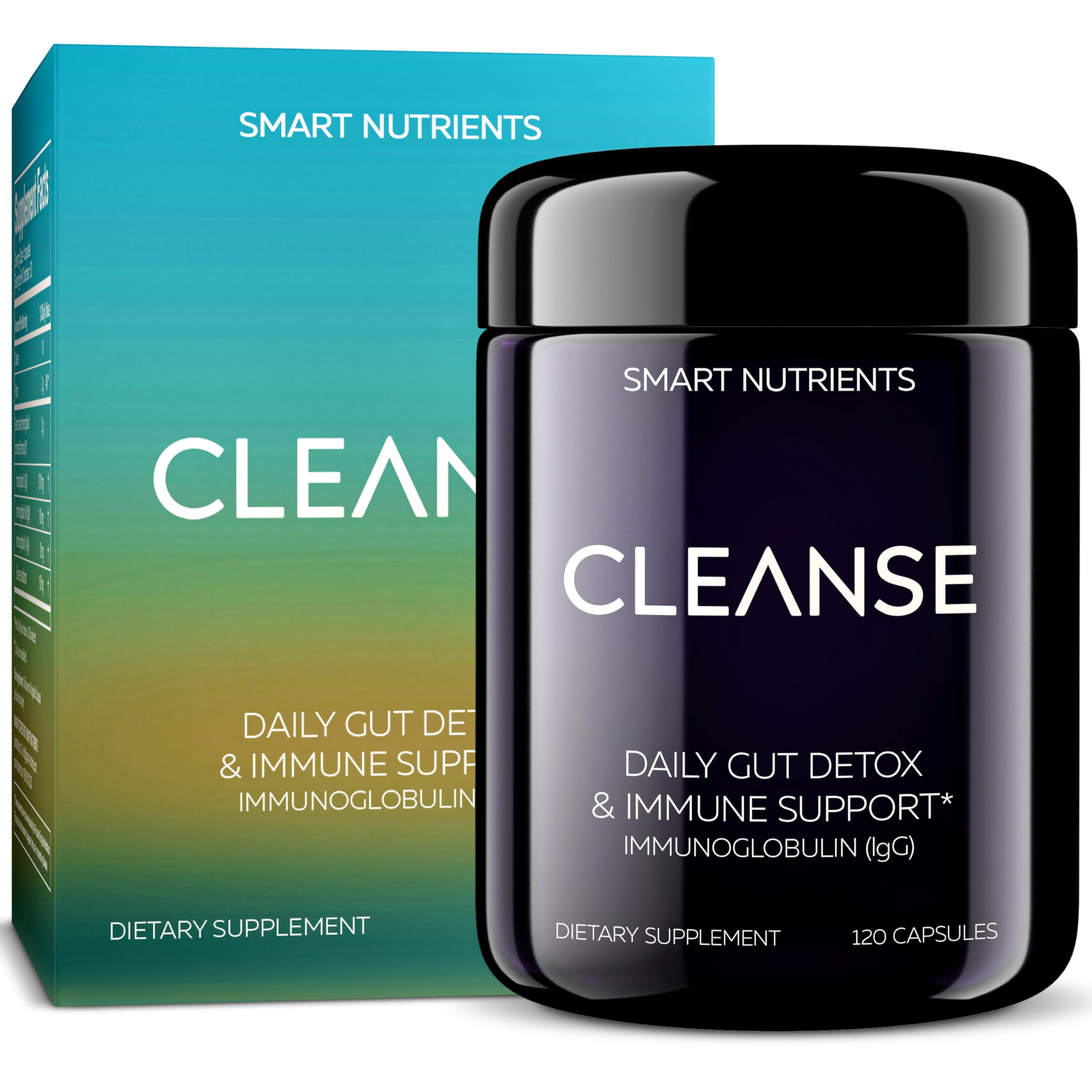 CLEANSE | IgG Dairy-Free Colostrum | 50.5% IgG Potent Concentrated Immune Support | Daily Gut Health Detox, Energy, Prebiotics, Digestive Support | 120 Capsules | 30 Day Supply, 1-Pack Smart Nutrients uk supplements