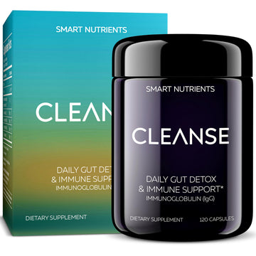 CLEANSE | IgG Dairy-Free Colostrum | 50.5% IgG Potent Concentrated Immune Support | Daily Gut Health Detox, Energy, Prebiotics, Digestive Support | 120 Capsules | 30 Day Supply, 1-Pack Smart Nutrients uk supplements